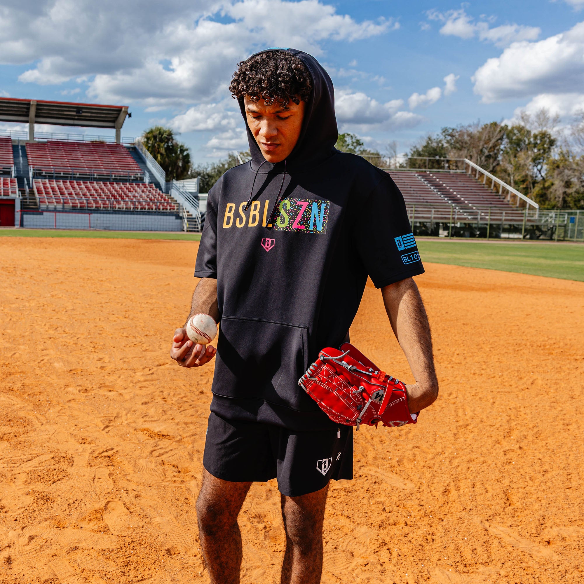 BSBL-SZN Youth Short Sleeve Hoodie V3 - Black/Midnight Sundae - Image 3