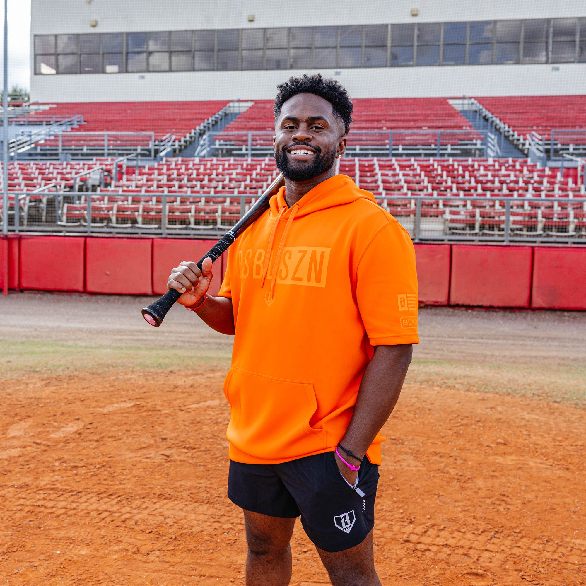 BSBL-SZN Short Sleeve Hoodie V3 - Orange - Image 3
