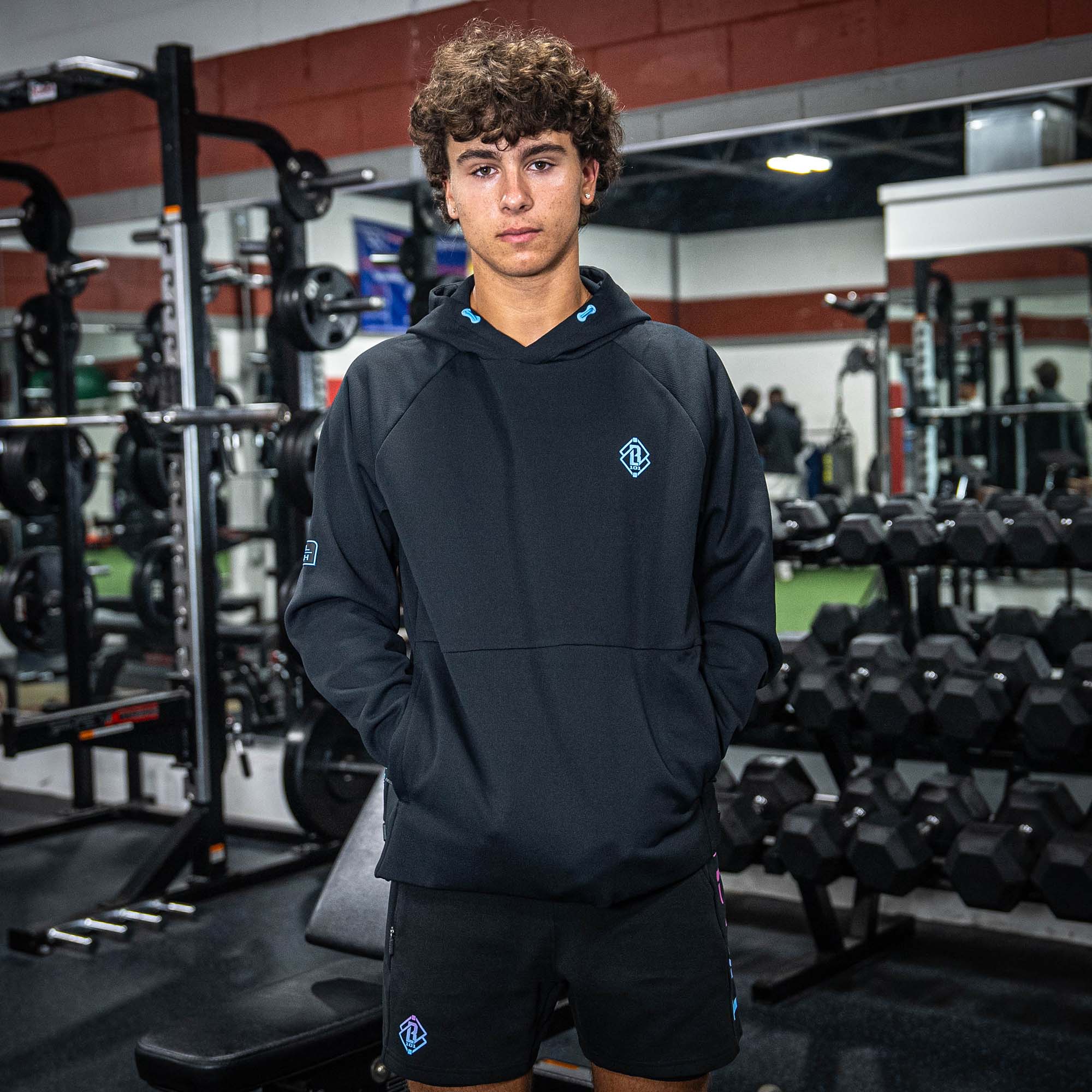 Diamond Relaxed Fit Youth Sweatshorts - Black/Cotton Candy - Image 2