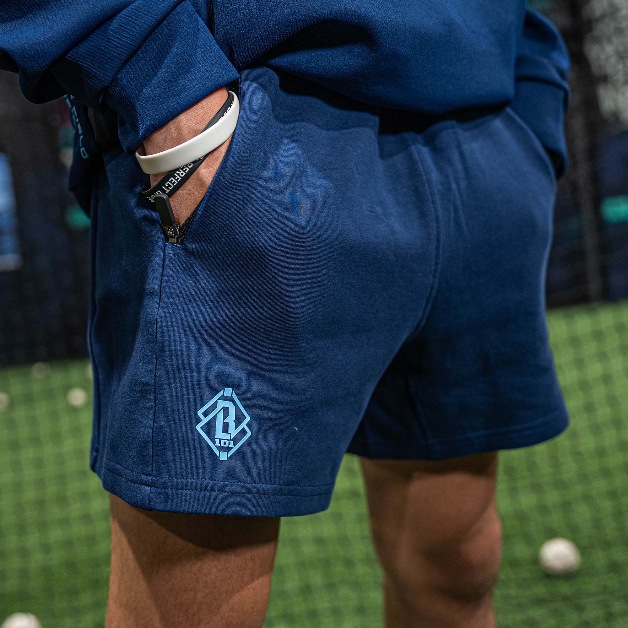 Diamond Relaxed Fit Sweatshorts - Navy/Light Blue - Image 2