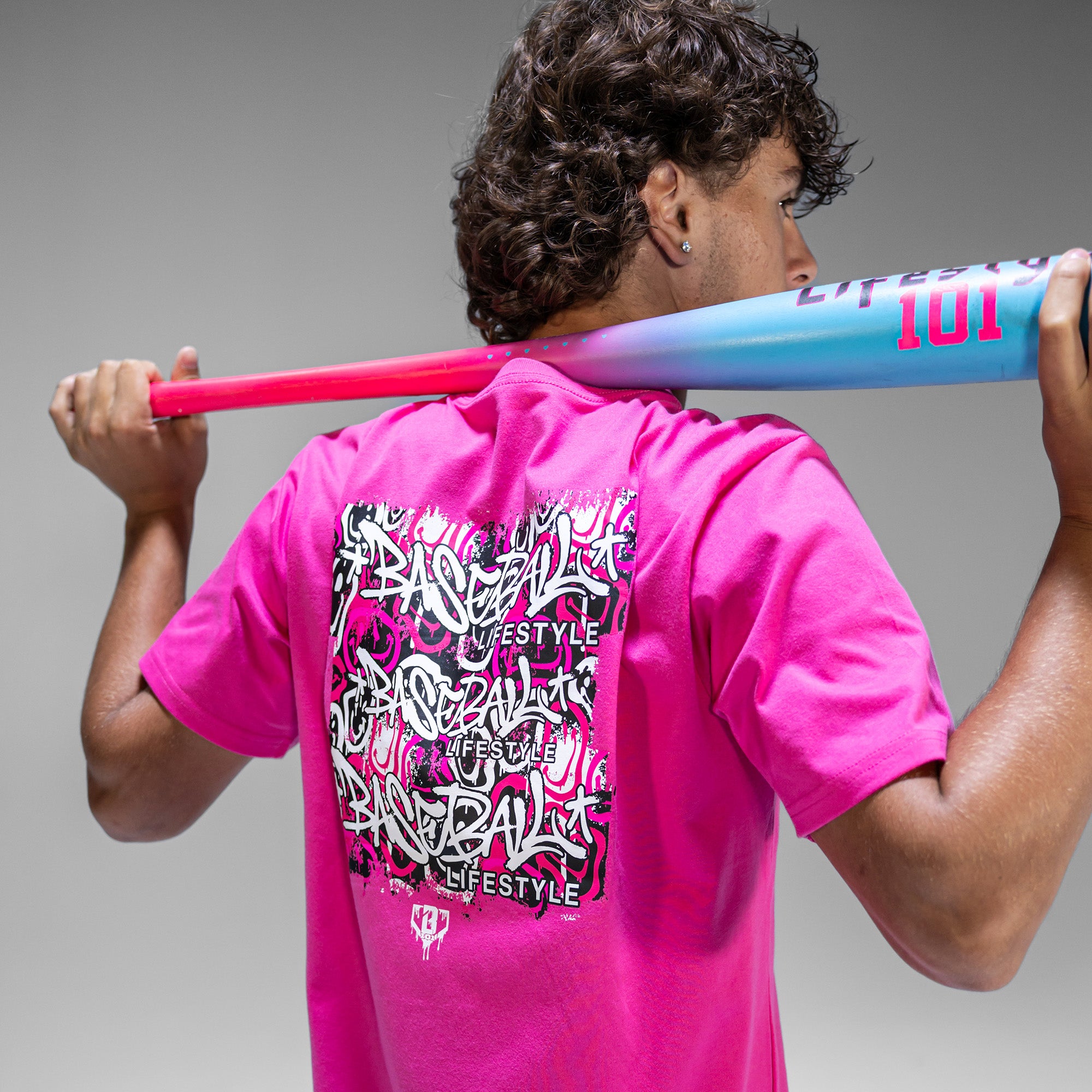 Smiley Slugger Tee - Pink - Image 4