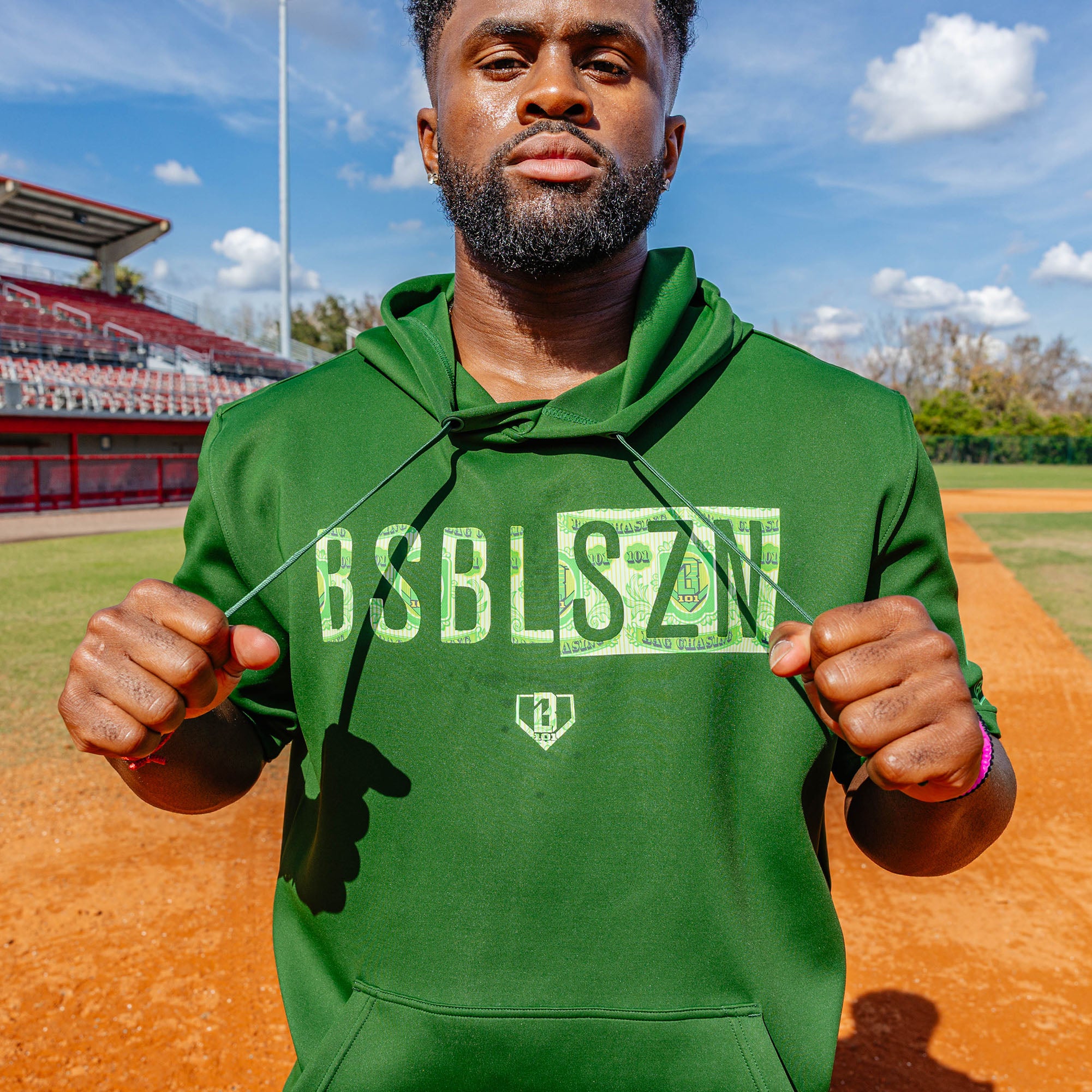 BSBL-SZN Short Sleeve Hoodie V3 - Dark Green/Bag Chaser - Image 4