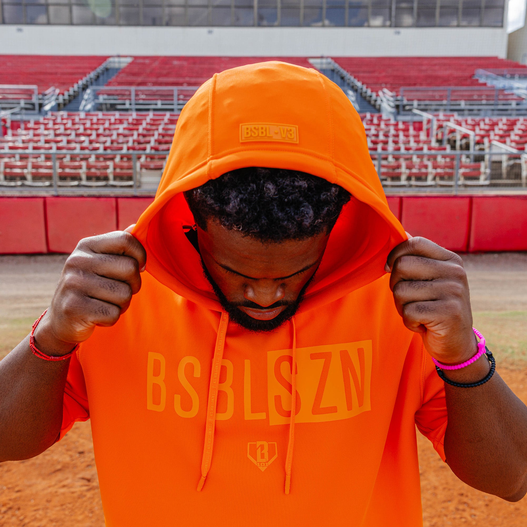 BSBL-SZN Short Sleeve Hoodie V3 - Orange - Image 4
