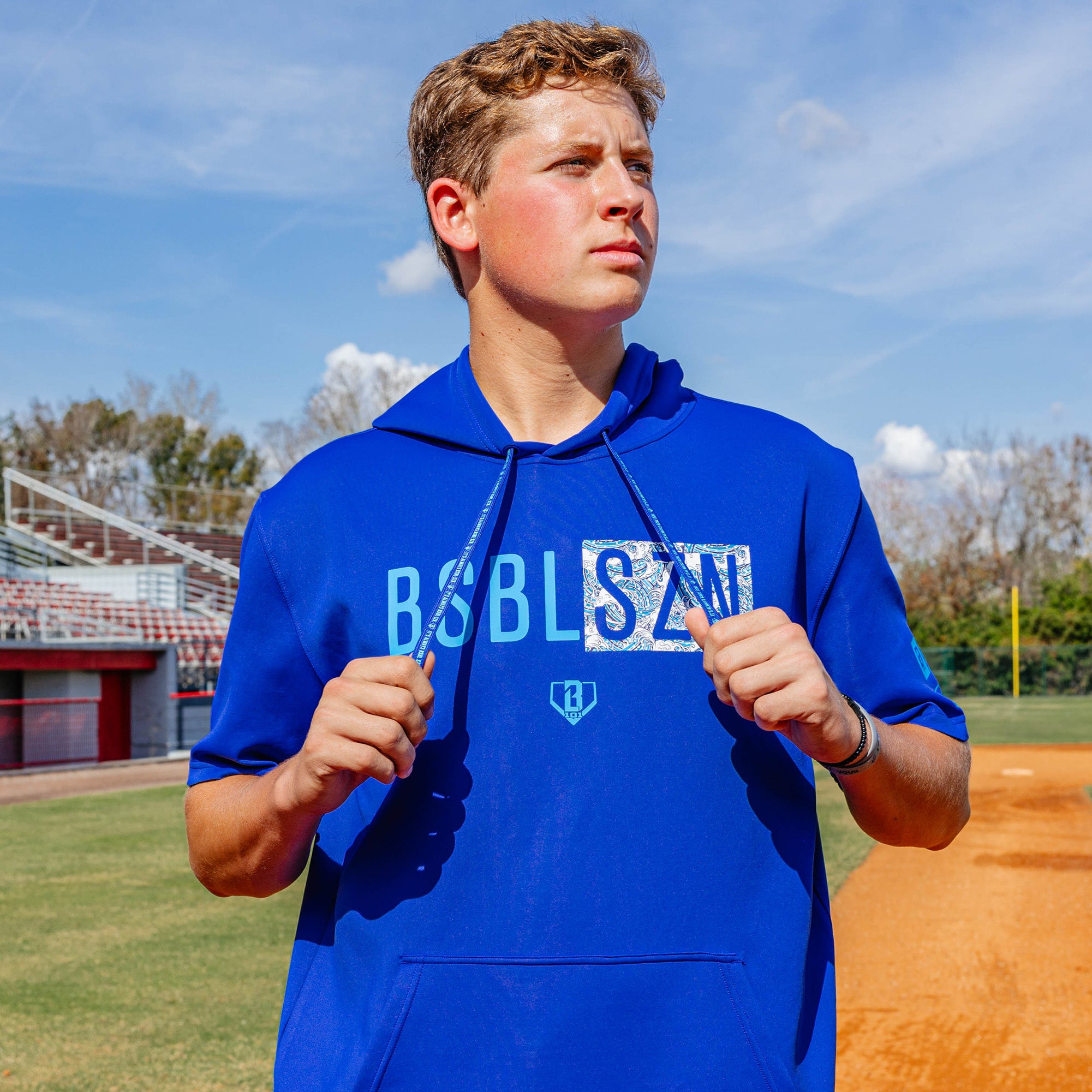 BSBL-SZN Short Sleeve Hoodie V3 - Royal Blue/Oceans - Image 4