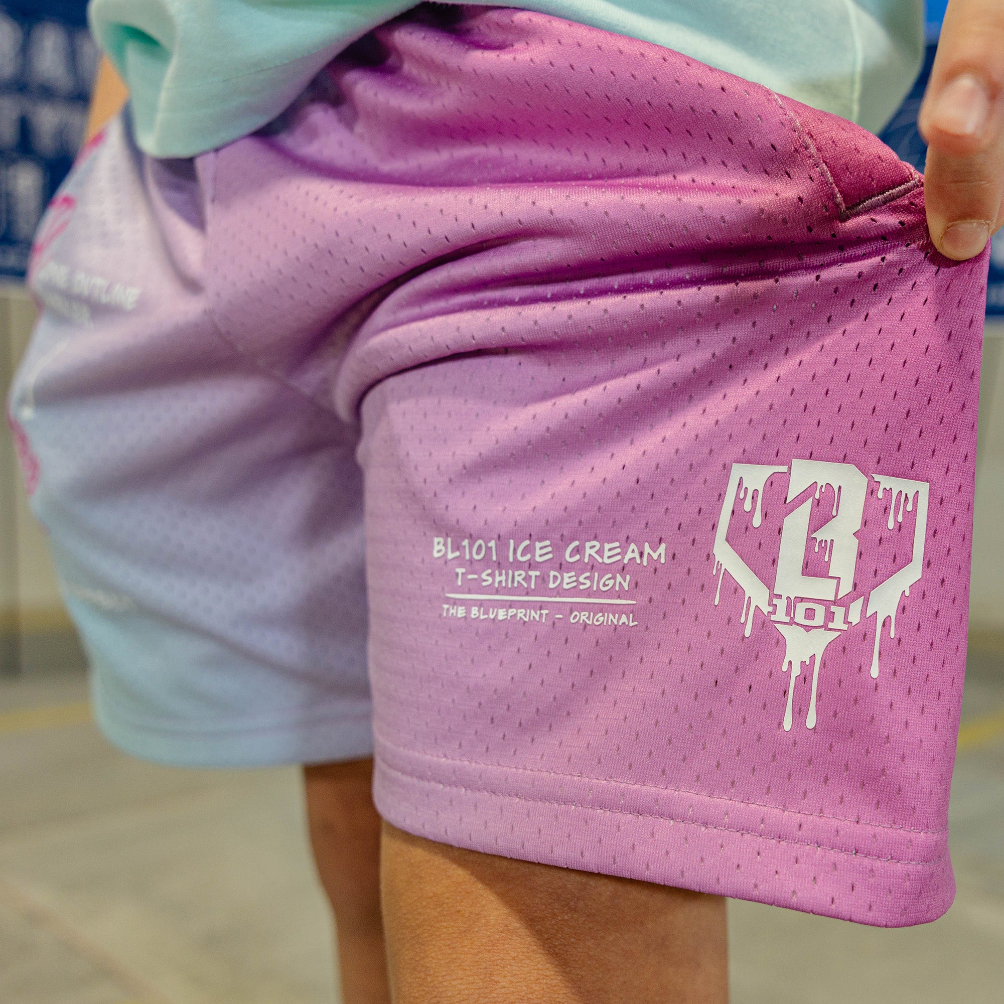 OG Ice Cream Design Youth Shorts - Light Blue - Image 3