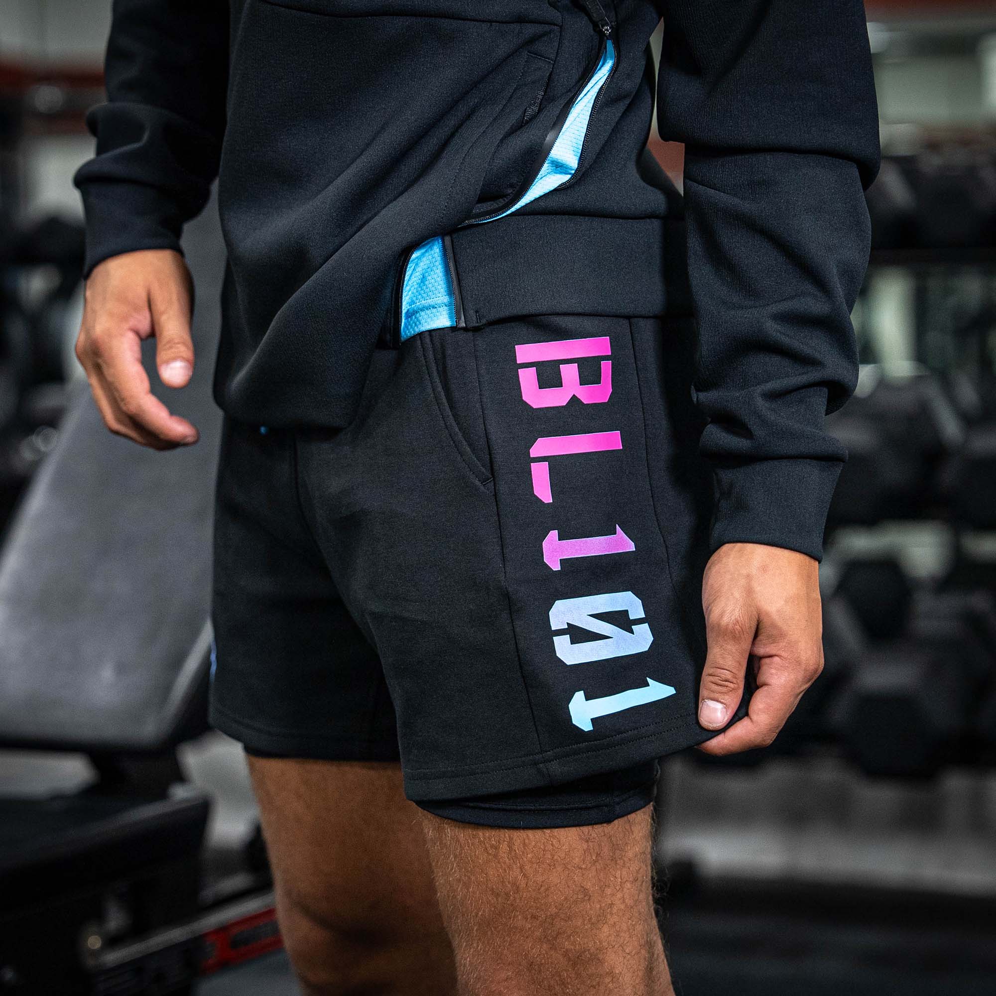 Diamond Relaxed Fit Youth Sweatshorts - Black/Cotton Candy - Image 4