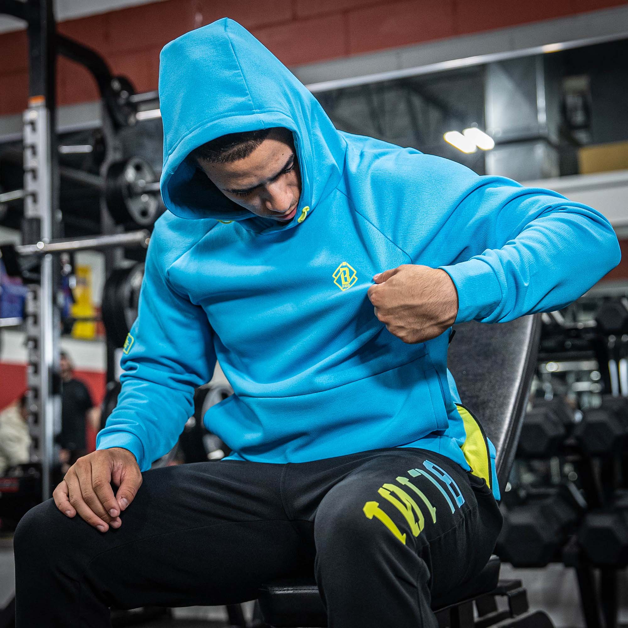 Diamond Tech Side Vented Youth Hoodie - Highlighter Blue - Image 4