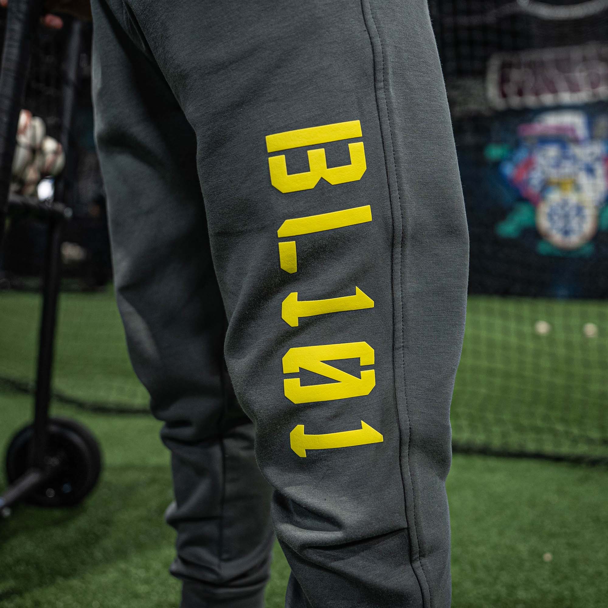 Diamond Relaxed Fit Youth Joggers - Gray/Yellow - Image 5