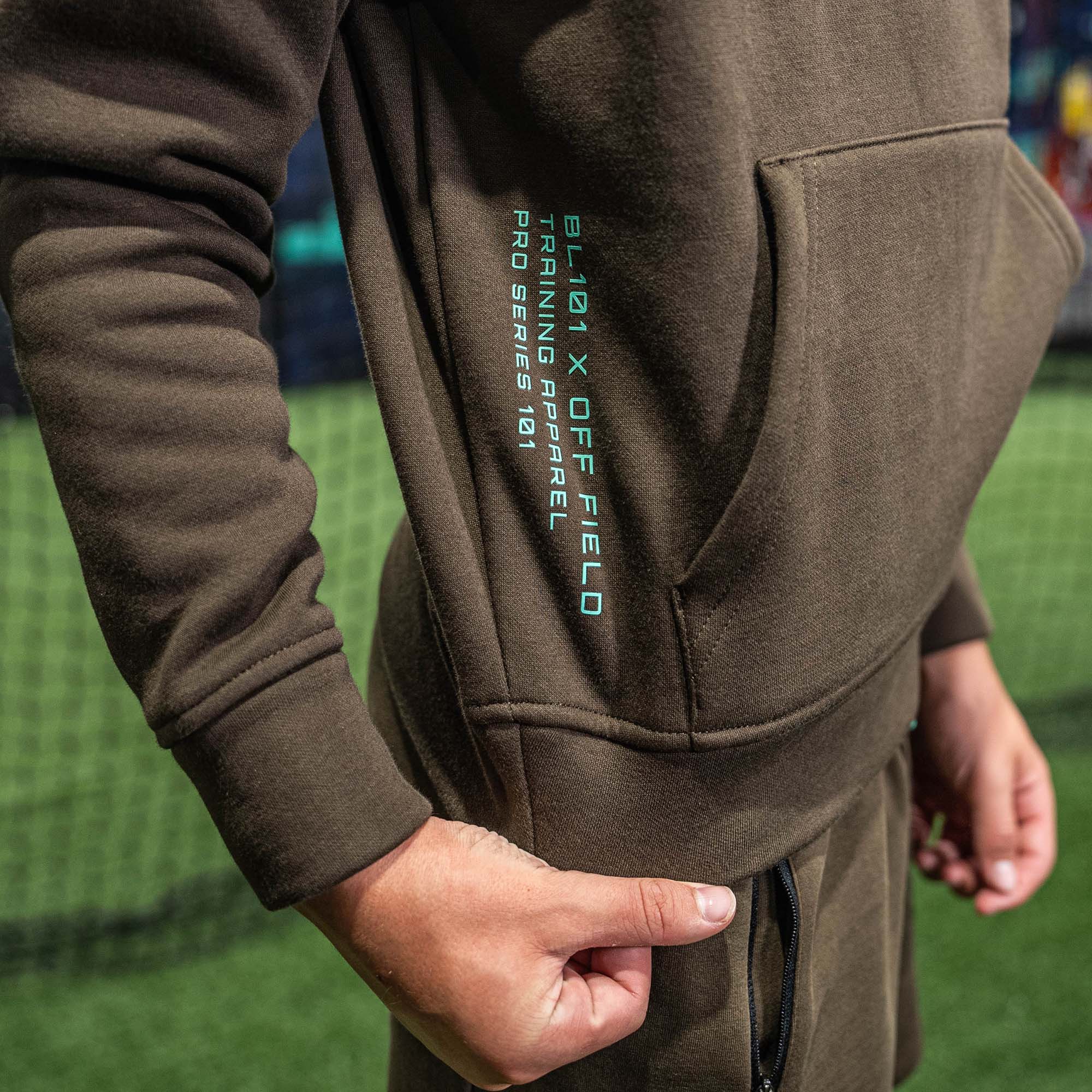 Off-Field Performance Youth Hoodie - Brown/Mint - Image 3