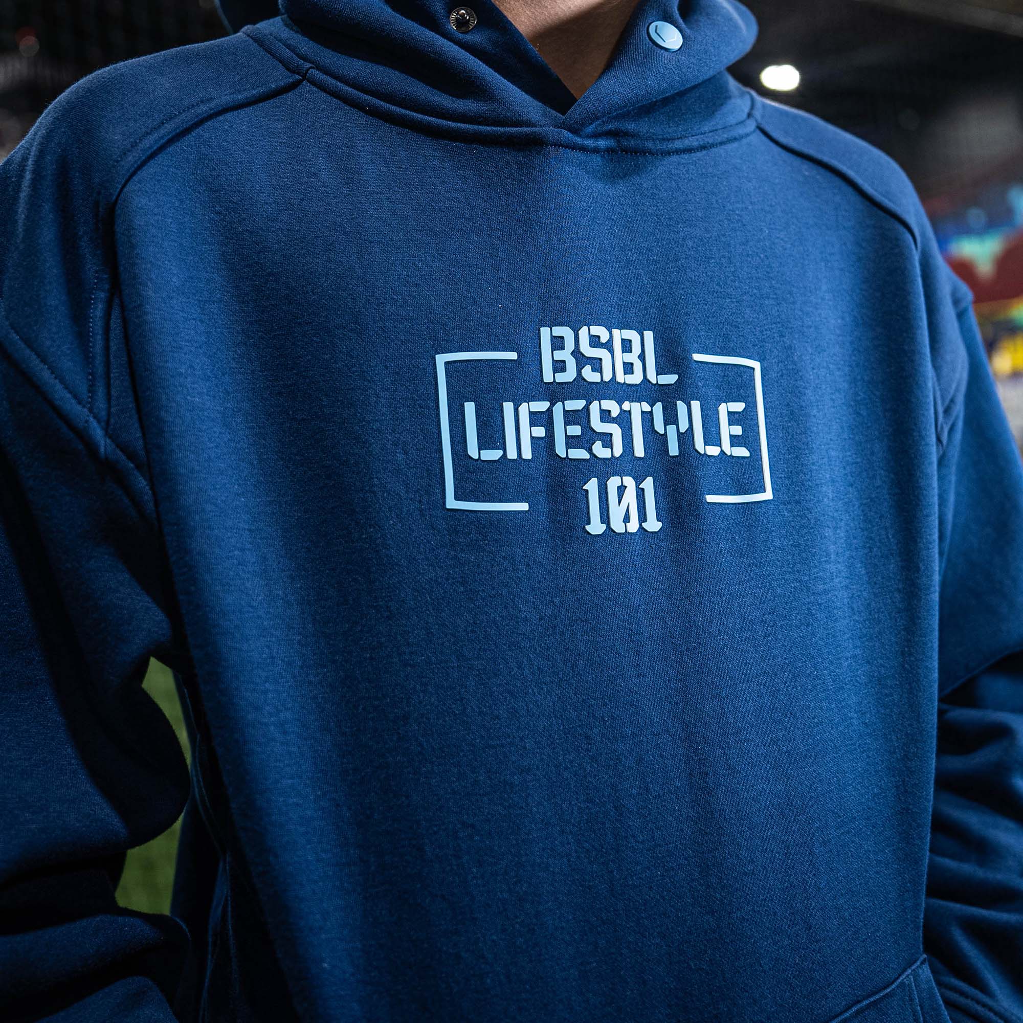 Off-Field Performance Youth Hoodie - Navy/Light Blue - Image 2