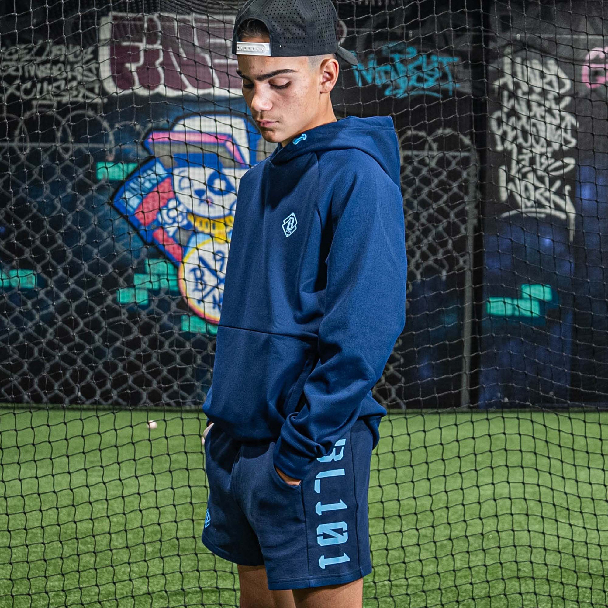 Diamond Relaxed Fit Sweatshorts - Navy/Light Blue - Image 4