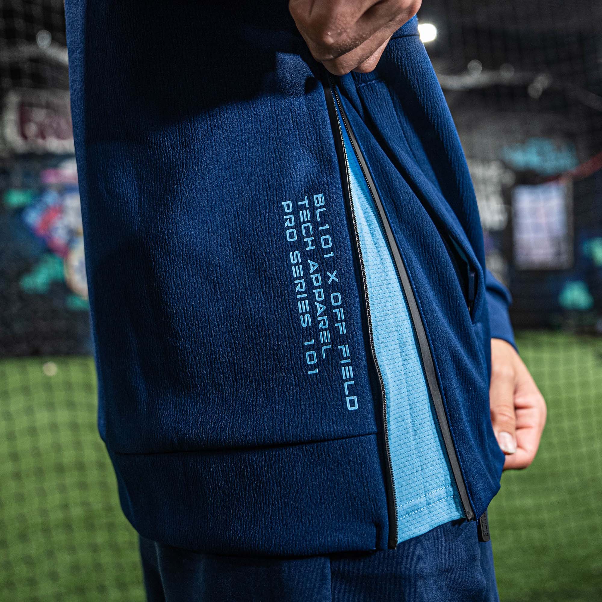 Diamond Tech Side Vented Hoodie - Navy/Light Blue - Image 5