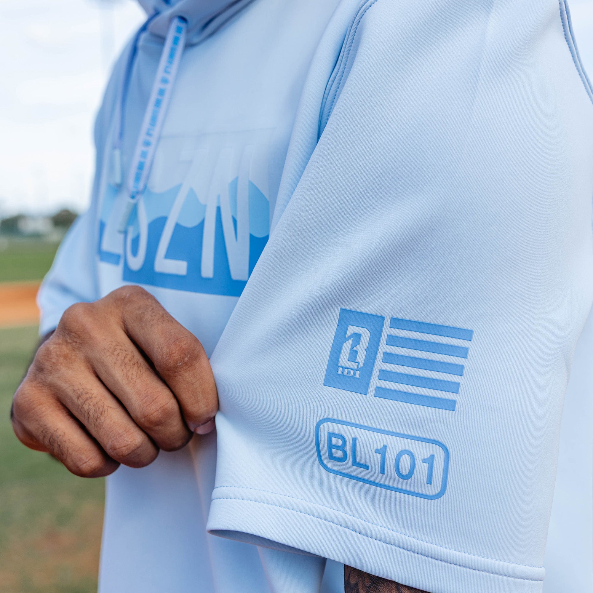 BSBL-SZN Short Sleeve Hoodie V3 - Powder Blue/Wavy - Image 5