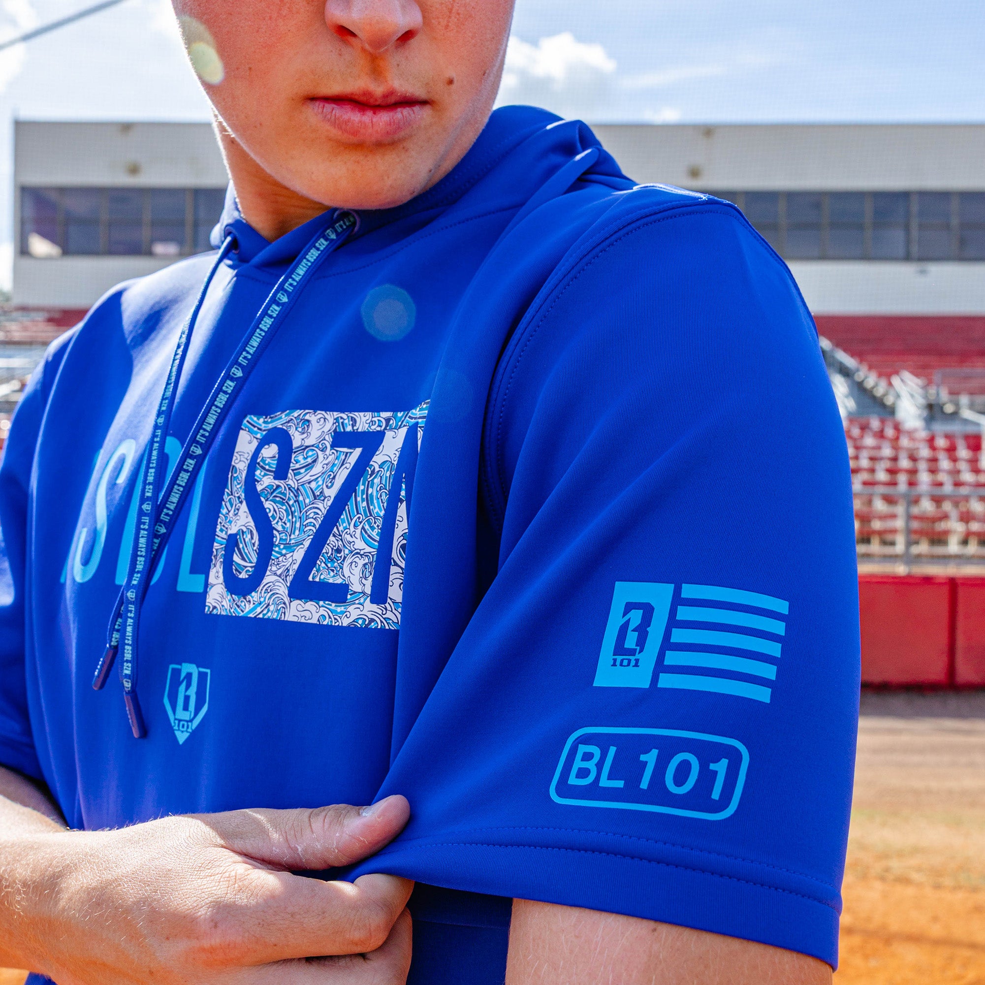 BSBL-SZN Short Sleeve Hoodie V3 - Royal Blue/Oceans - Image 5