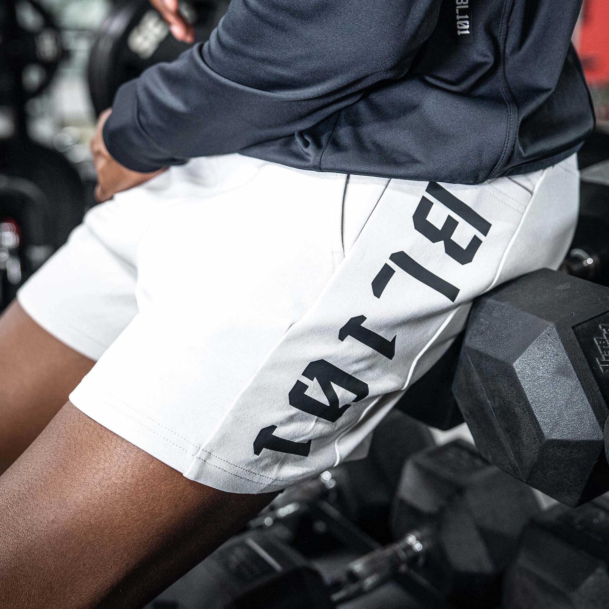 Diamond Relaxed Fit Sweatshorts - Light Gray/Black - Image 3