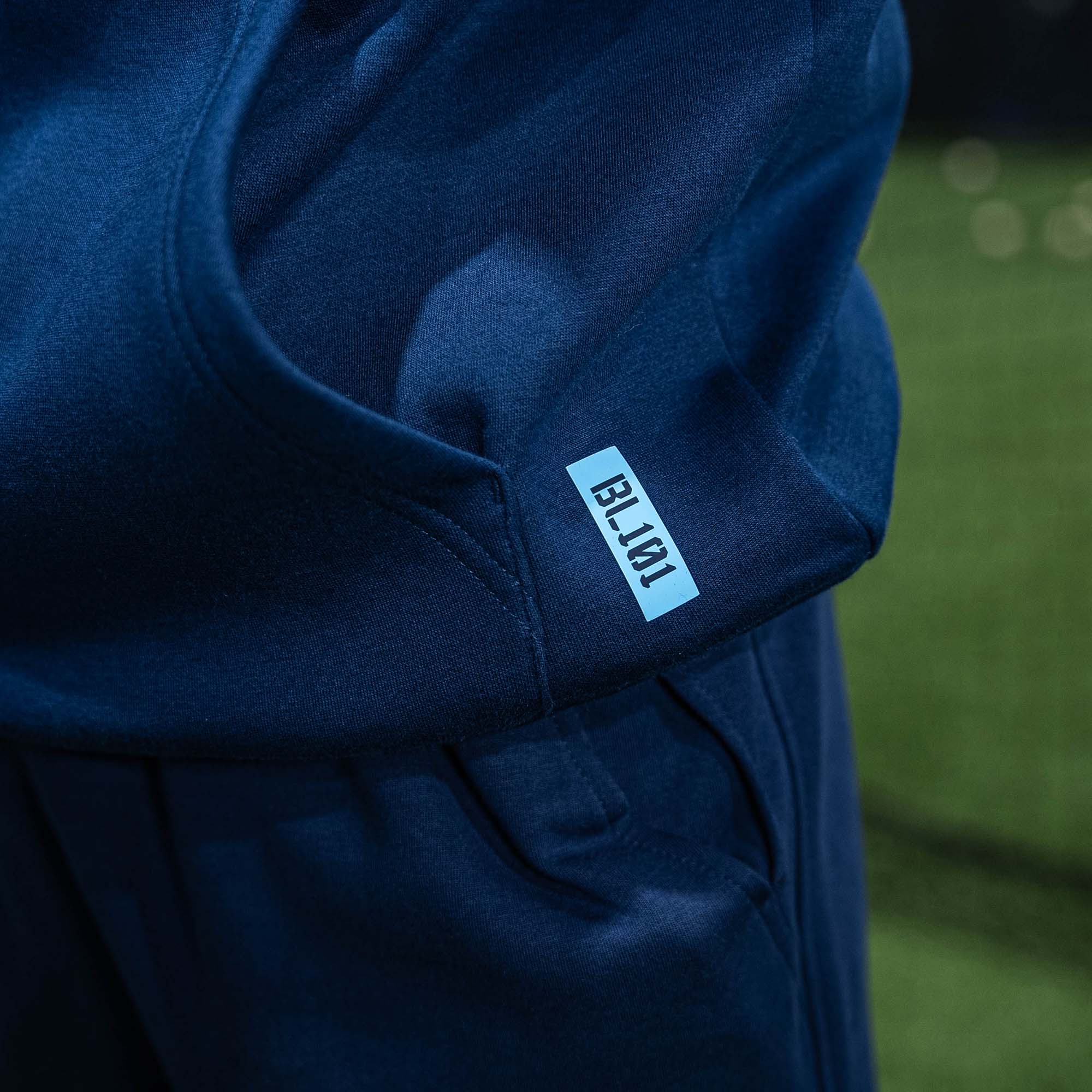 Off-Field Performance Youth Hoodie - Navy/Light Blue - Image 7