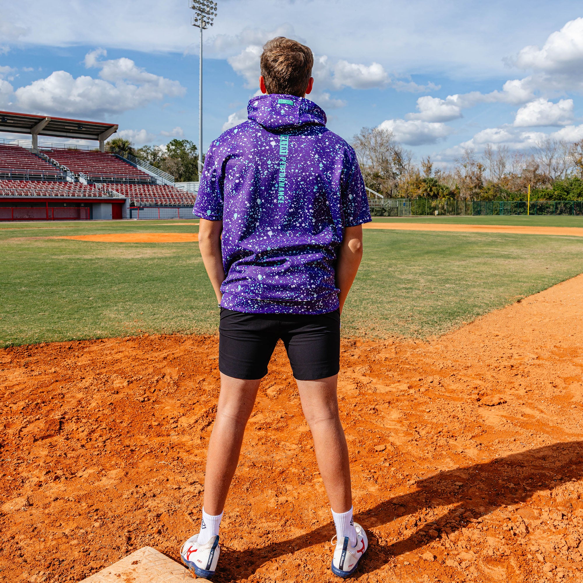 BSBL-SZN Short Sleeve Hoodie V3 - Splatter Purple/Teal - Image 6
