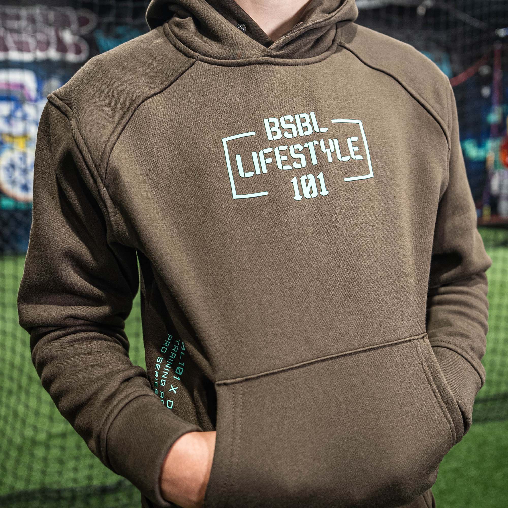 Off-Field Performance Youth Hoodie - Brown/Mint - Image 2