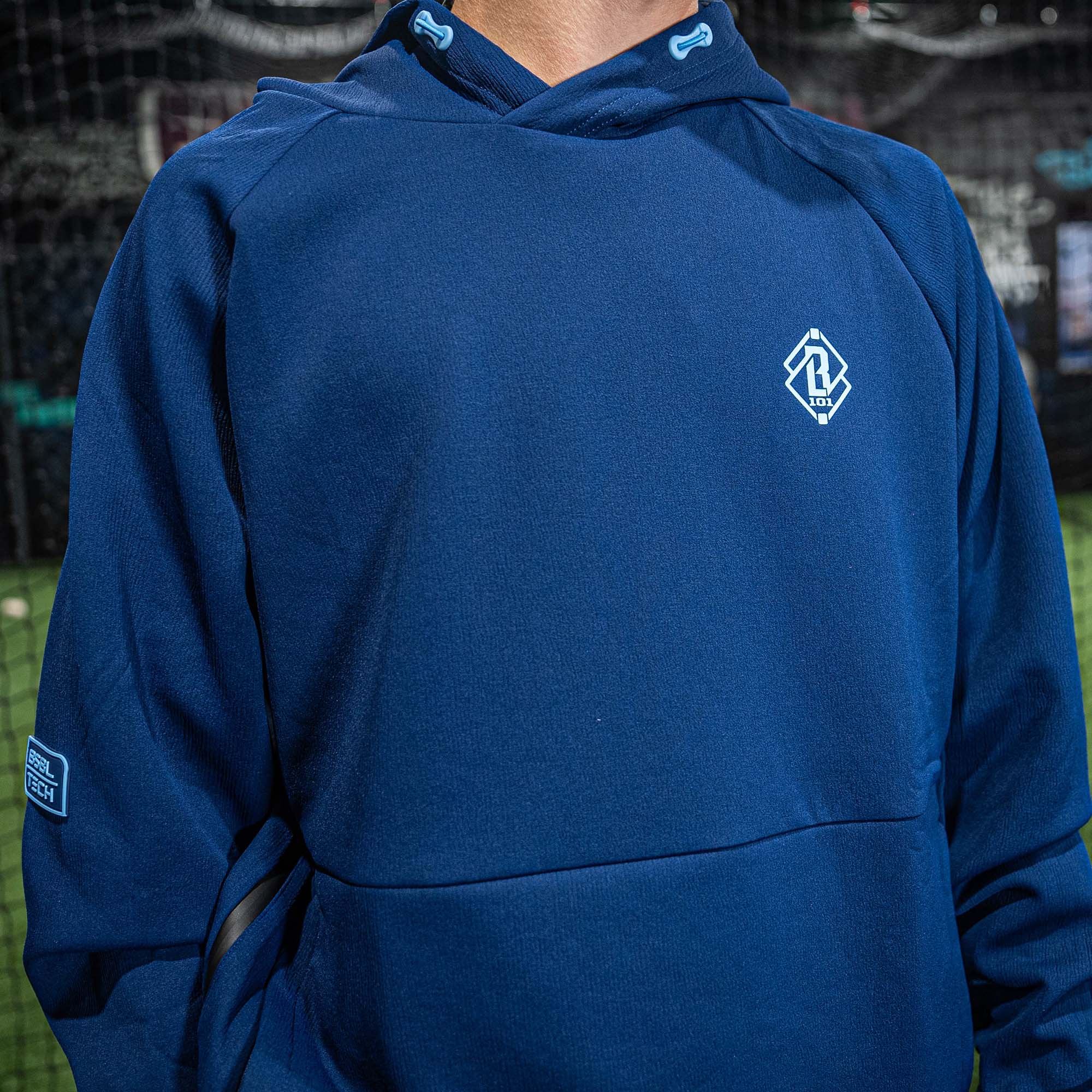 Diamond Tech Side Vented Hoodie - Navy/Light Blue - Image 6