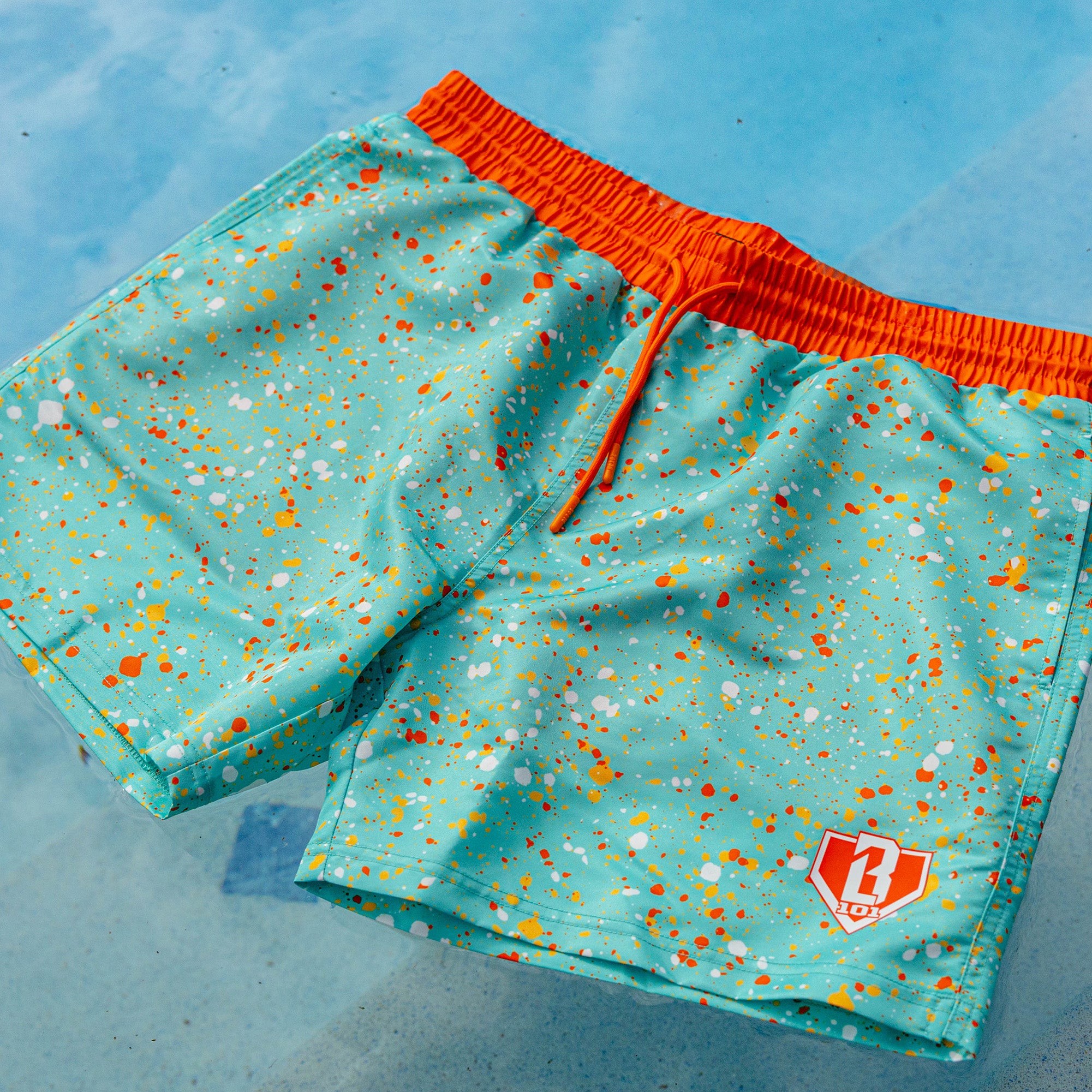 Splatter Swim Trunks - Teal - Image 5