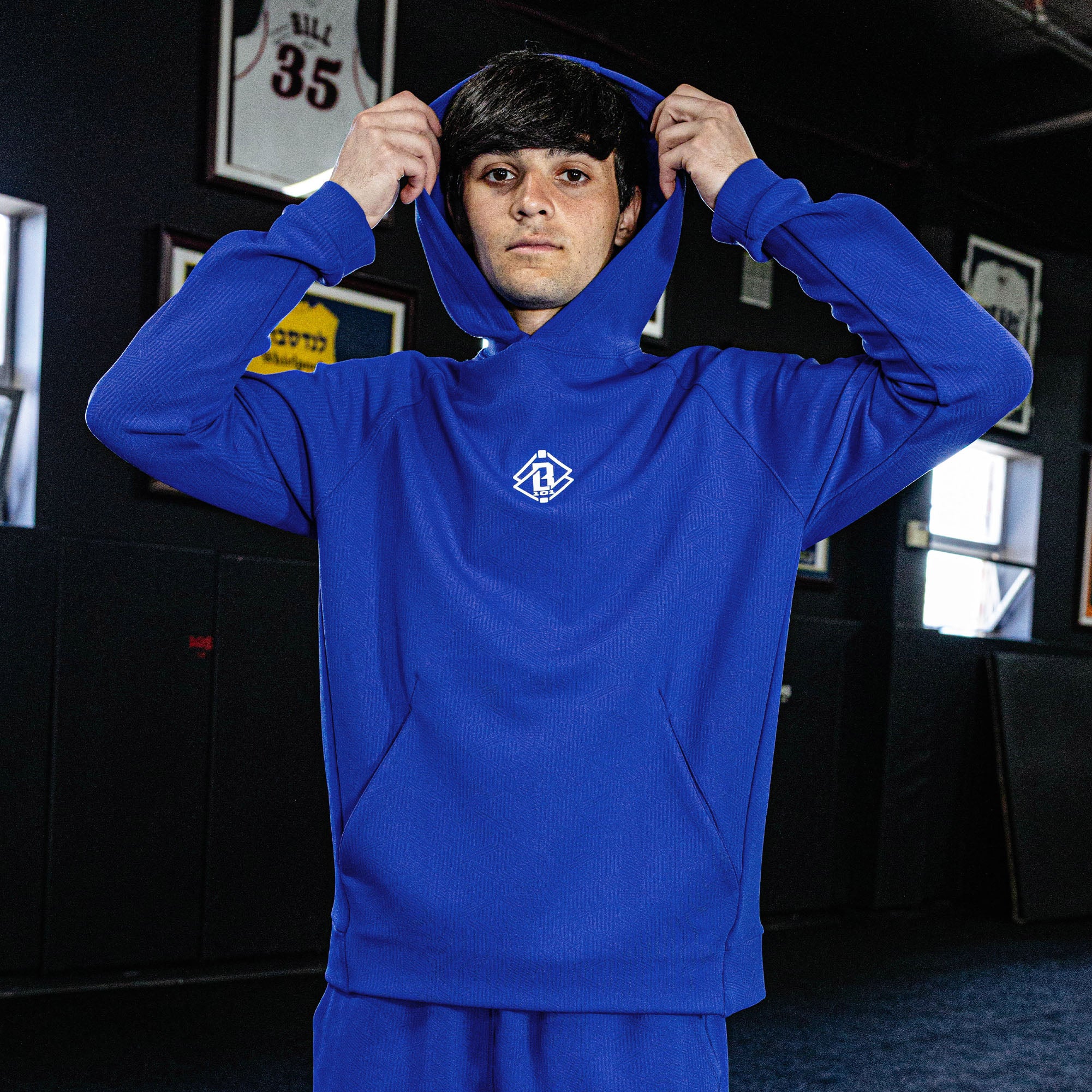 Diamond Tech Jacquard Youth Hoodie - Royal Blue - Image 3
