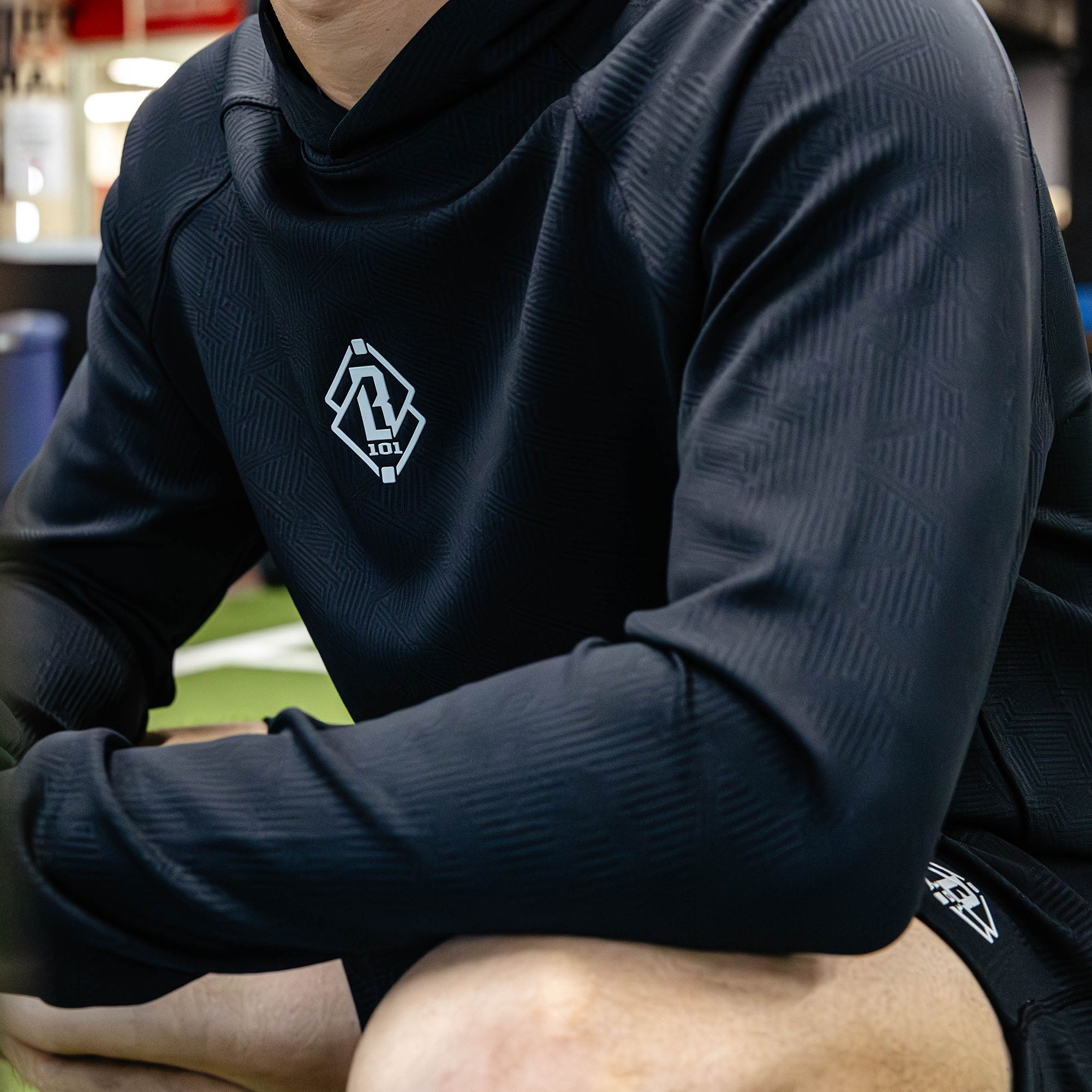 Diamond Tech Jacquard Youth Hoodie - Black - Image 4