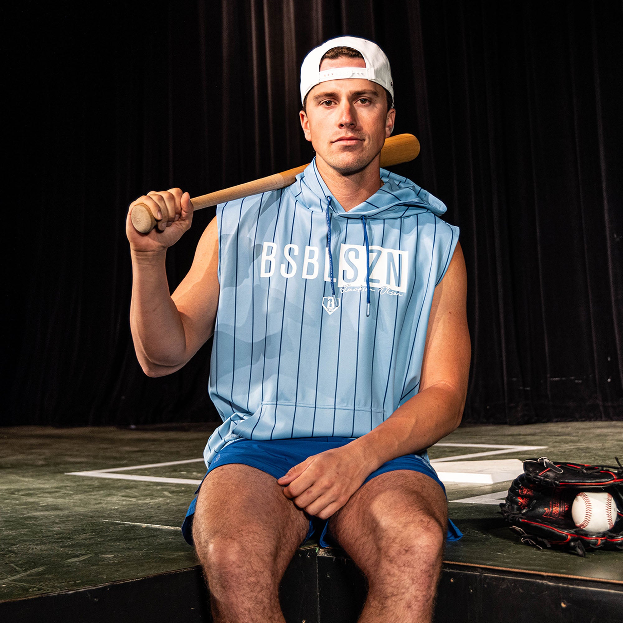 BSBL-SZN Sleeveless Hoodie V3 - Blue Pinstripes - Image 3