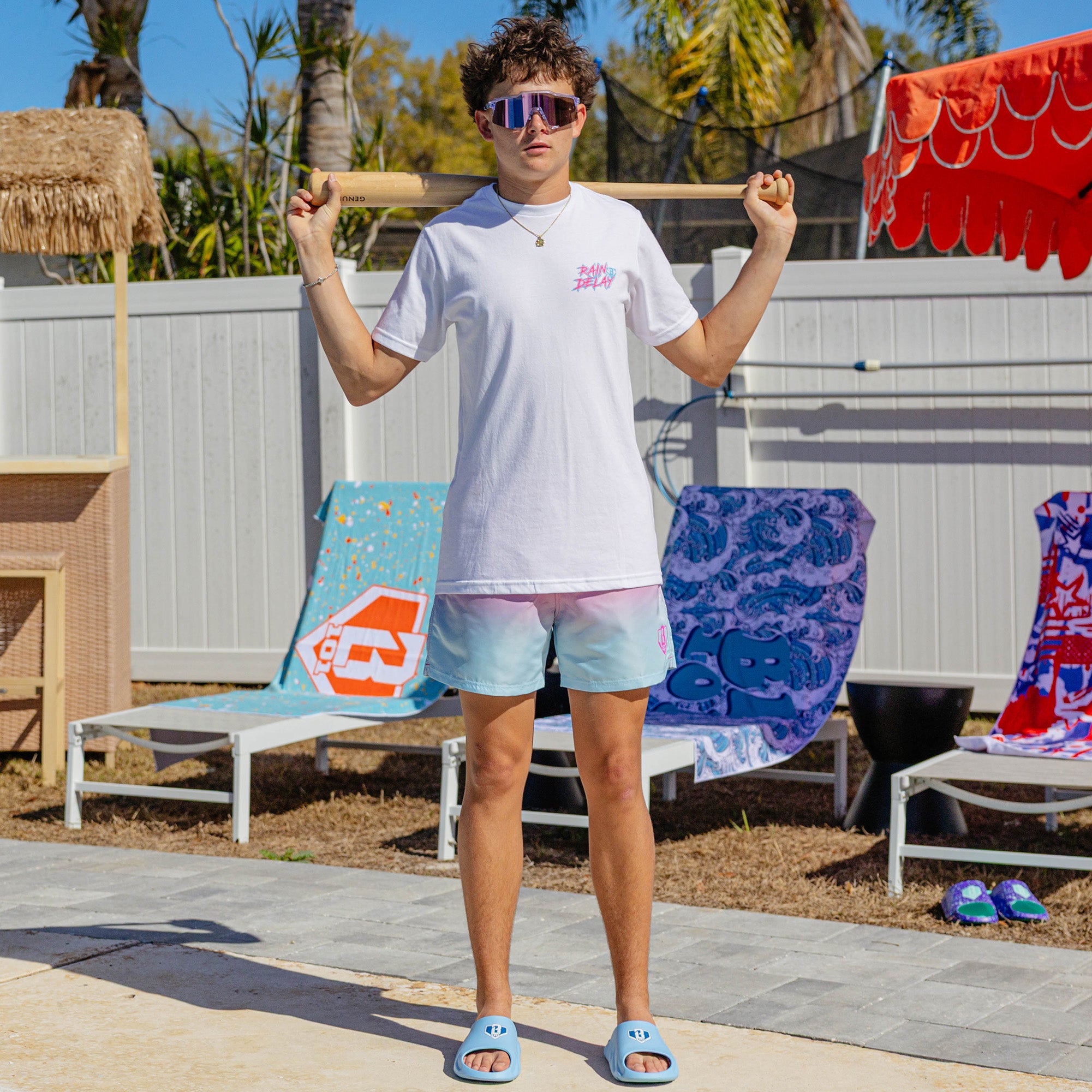 Gradient Swim Trunks - Pink/Blue - Image 6