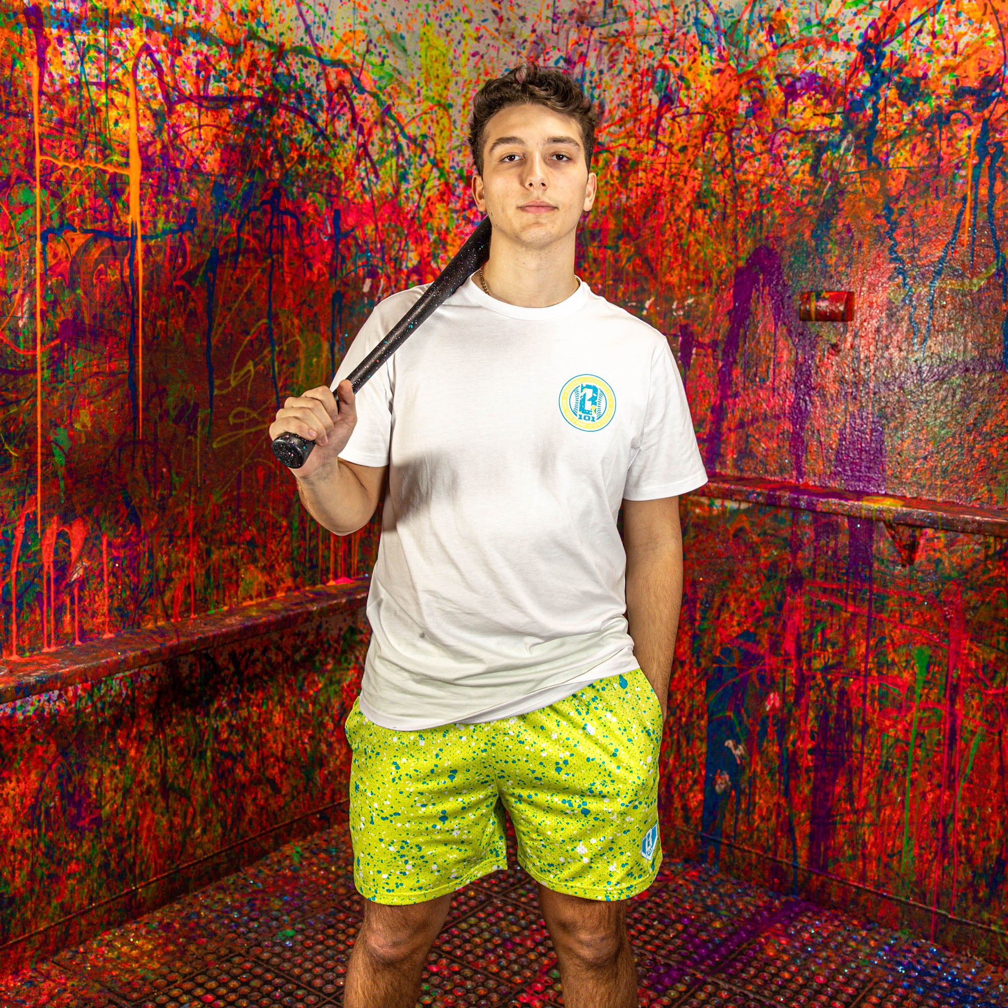 Splatter Shorts - Highlighter Yellow - Image 3