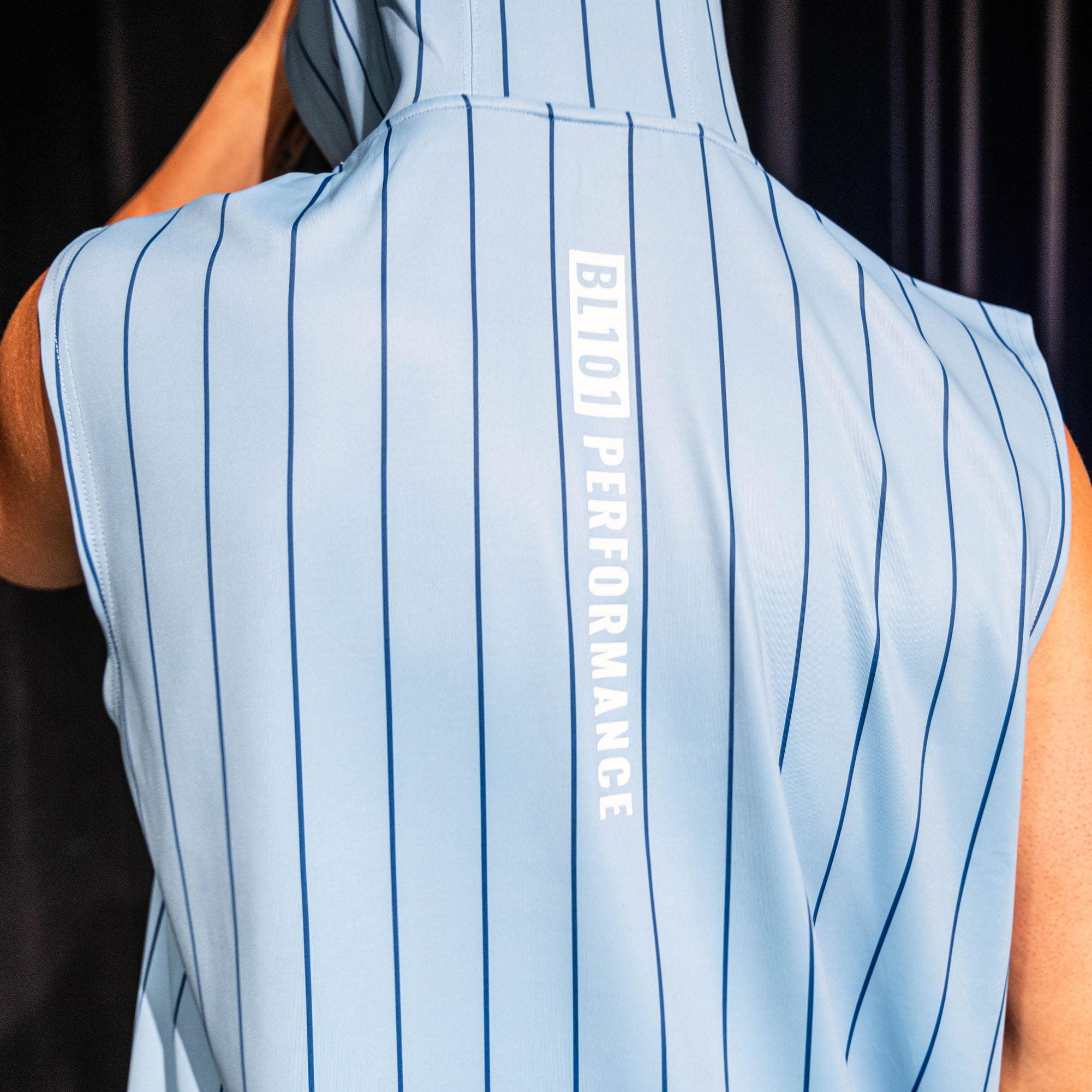 BSBL-SZN Sleeveless Hoodie V3 - Blue Pinstripes - Image 5