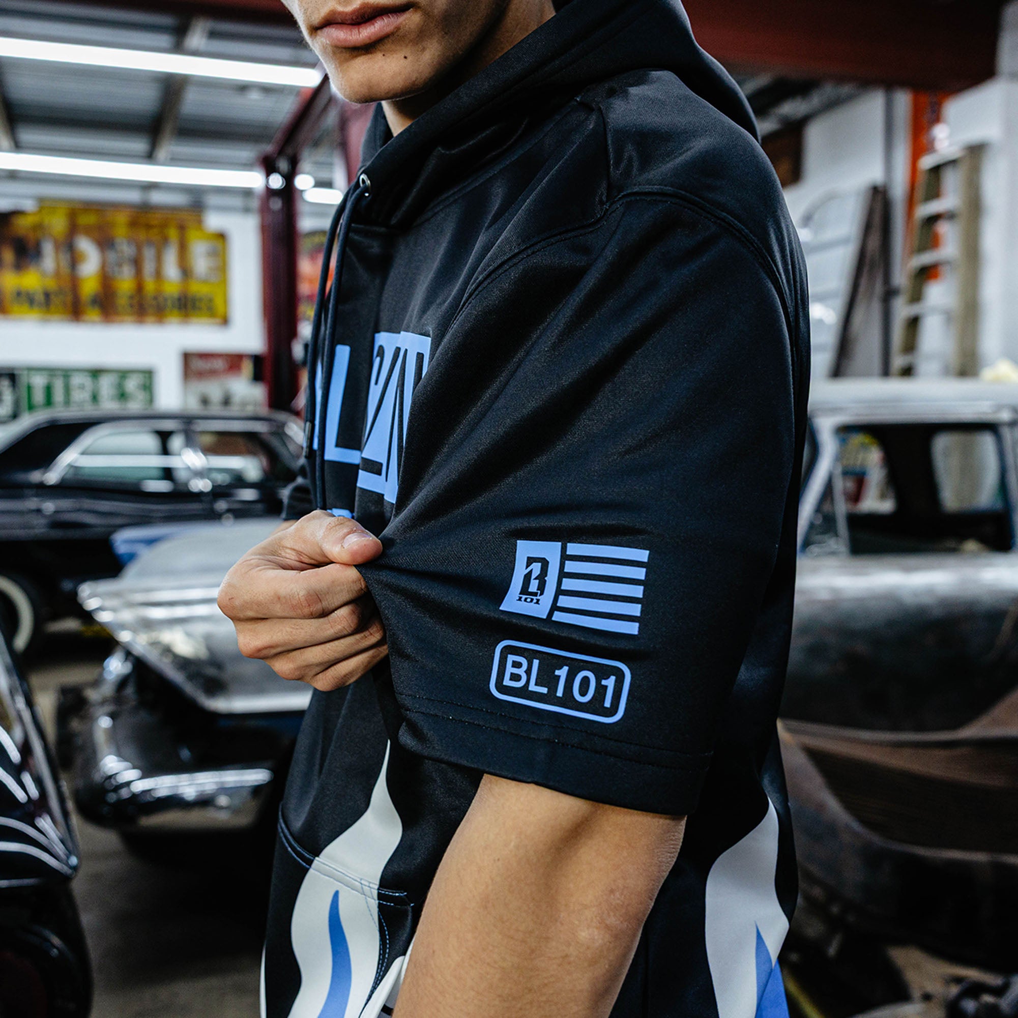 BSBL-SZN V2 Short Sleeve Hoodie - Flames Blue - Image 6