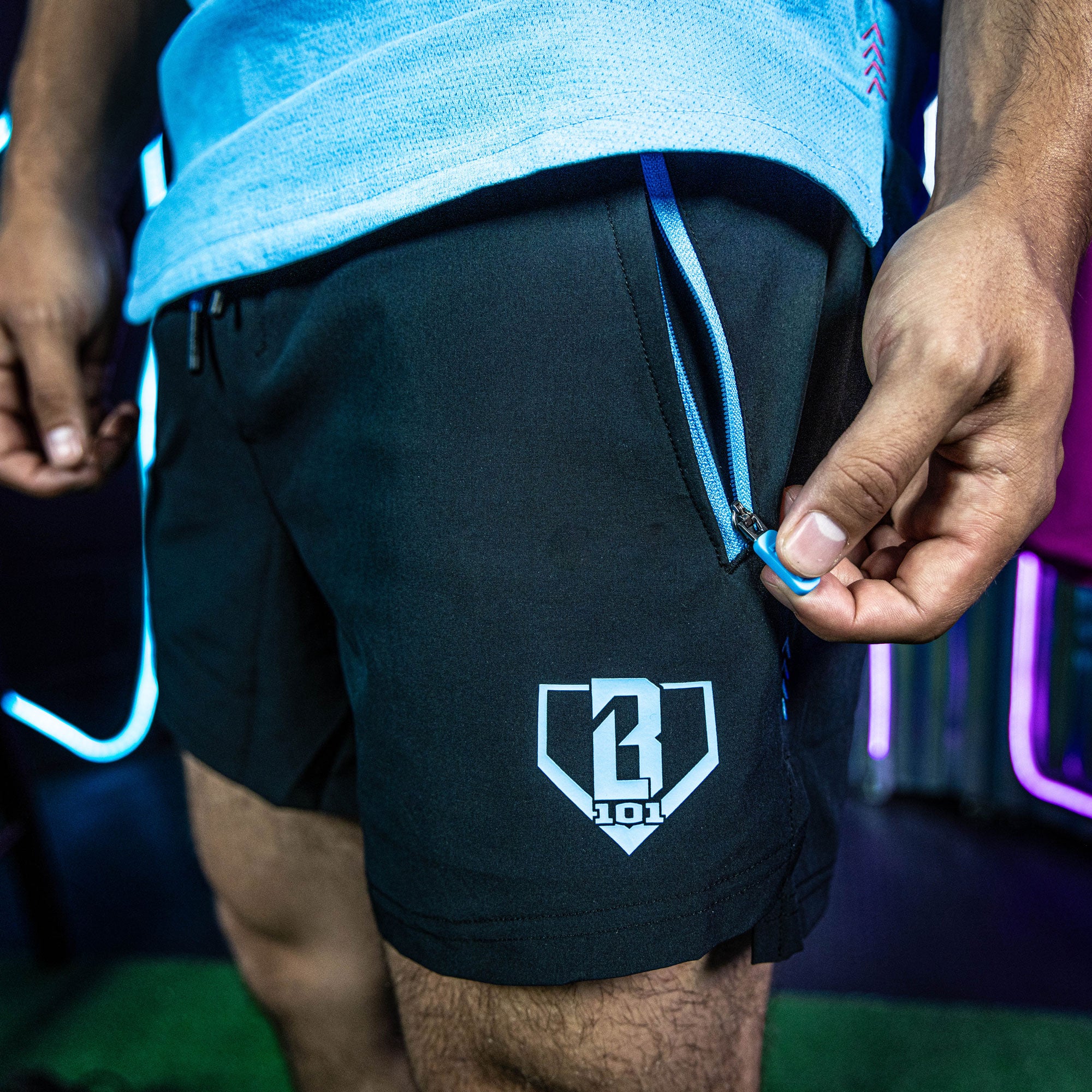 Pro Series Youth Shorts V2 with Liner - Black/Light Blue - Image 4