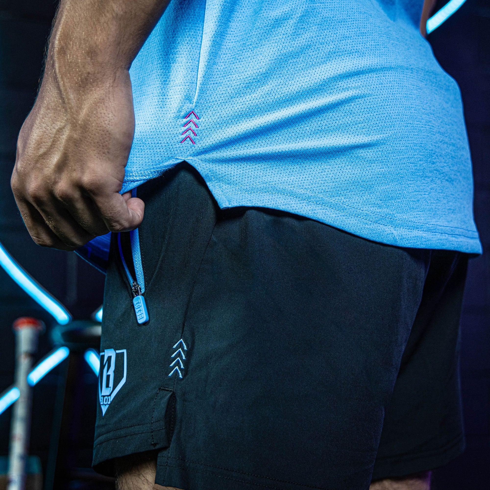 Pro Series Youth Shorts V2 with Liner - Black/Light Blue - Image 5