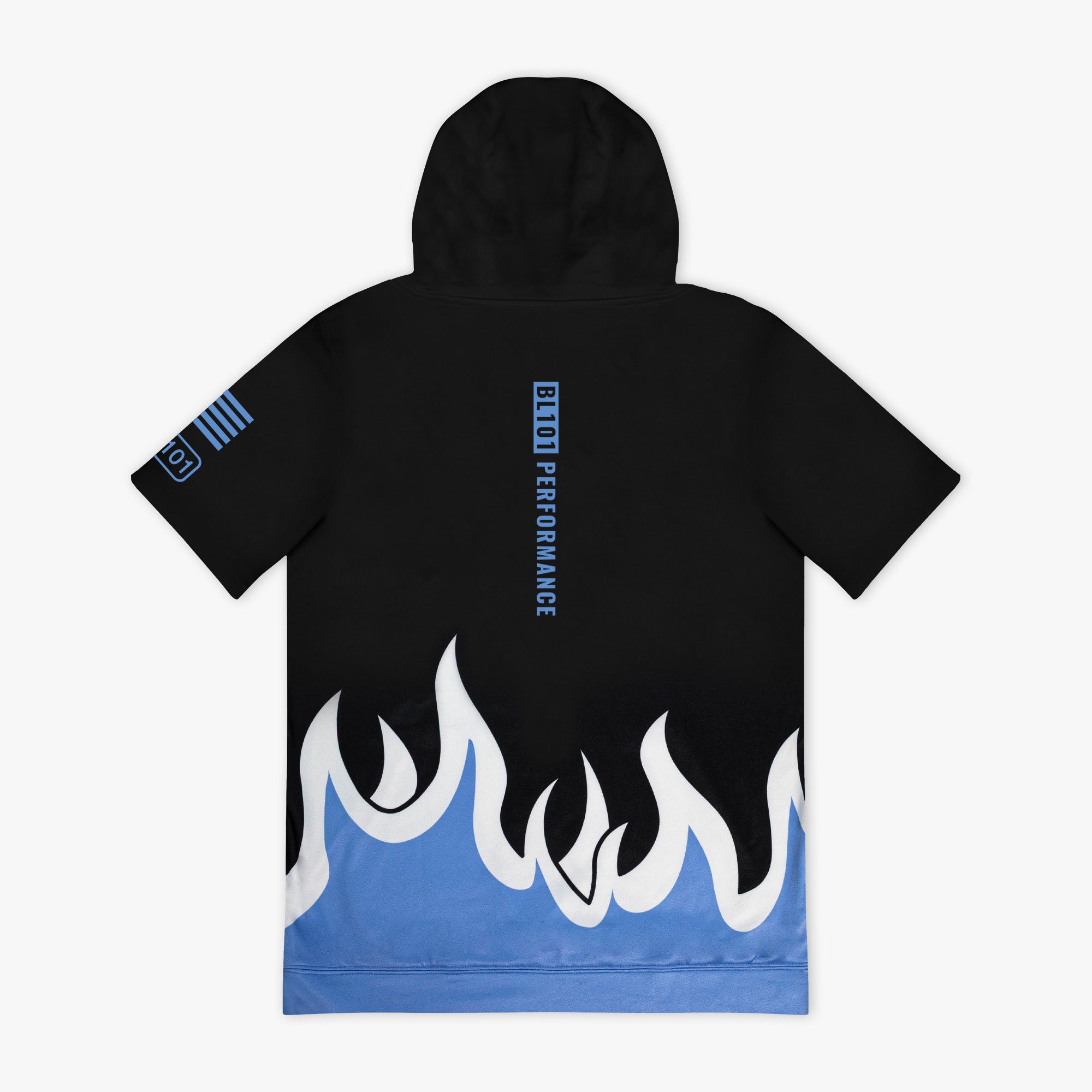 BSBL-SZN V2 Short Sleeve Hoodie - Flames Blue - Image 2