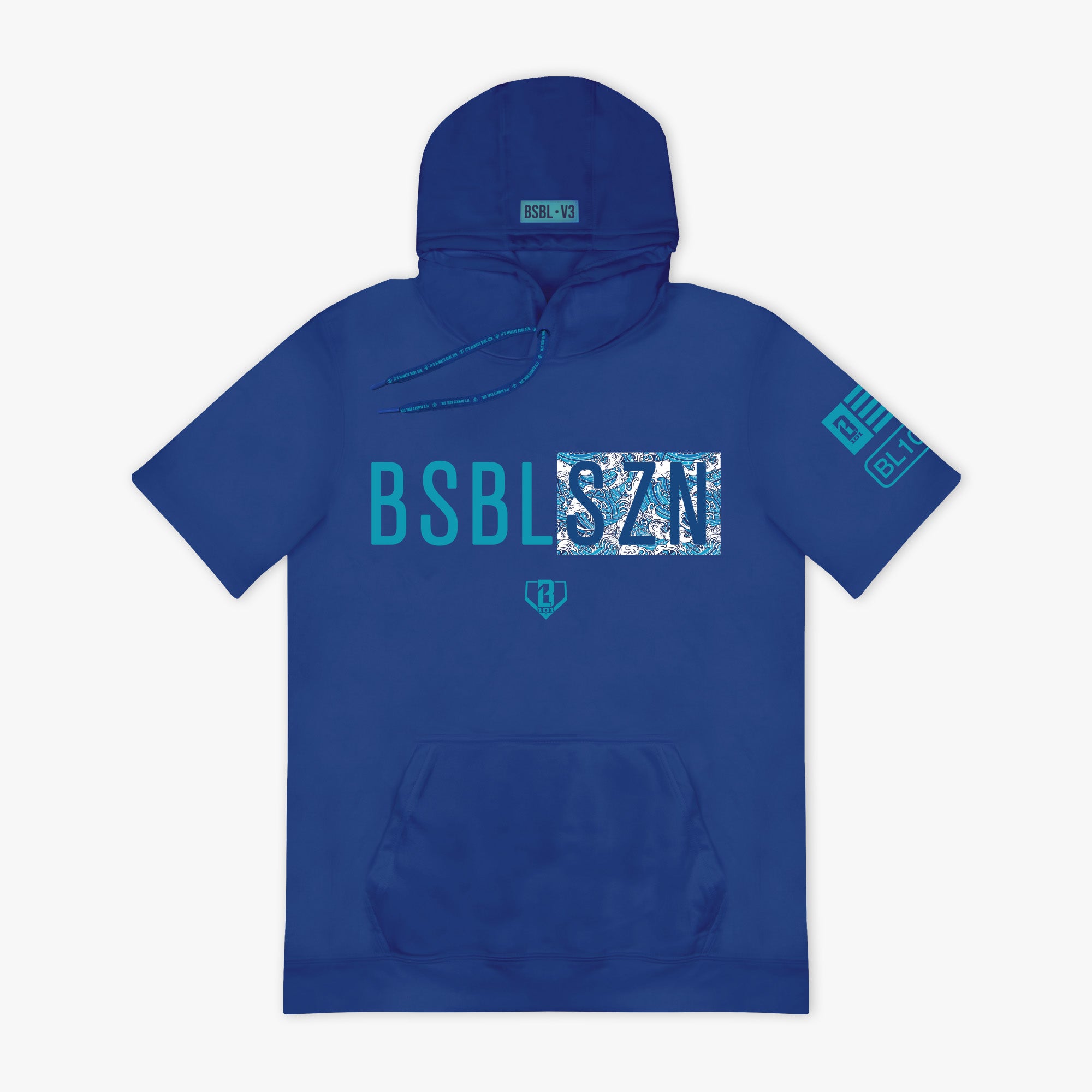 BSBL-SZN Short Sleeve Hoodie V3 - Royal Blue/Oceans