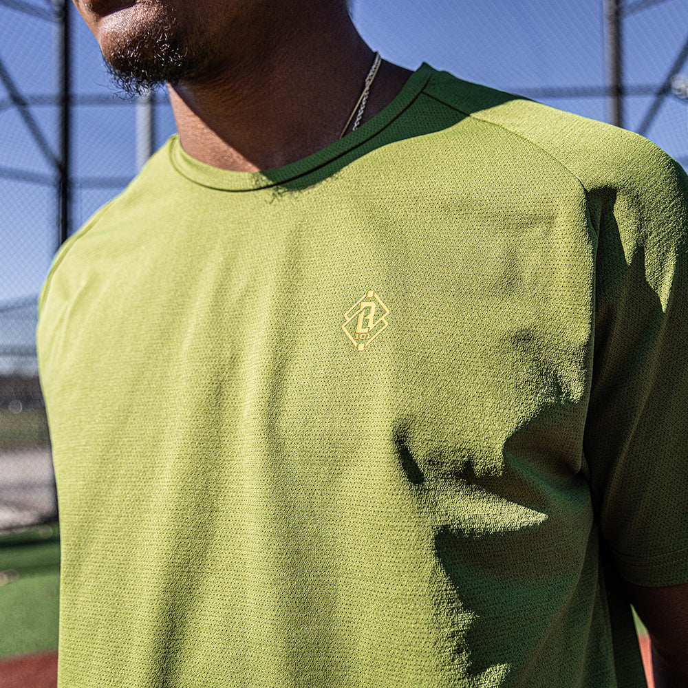 Diamond Tech Tee - Olive Green/Orange - Image 3