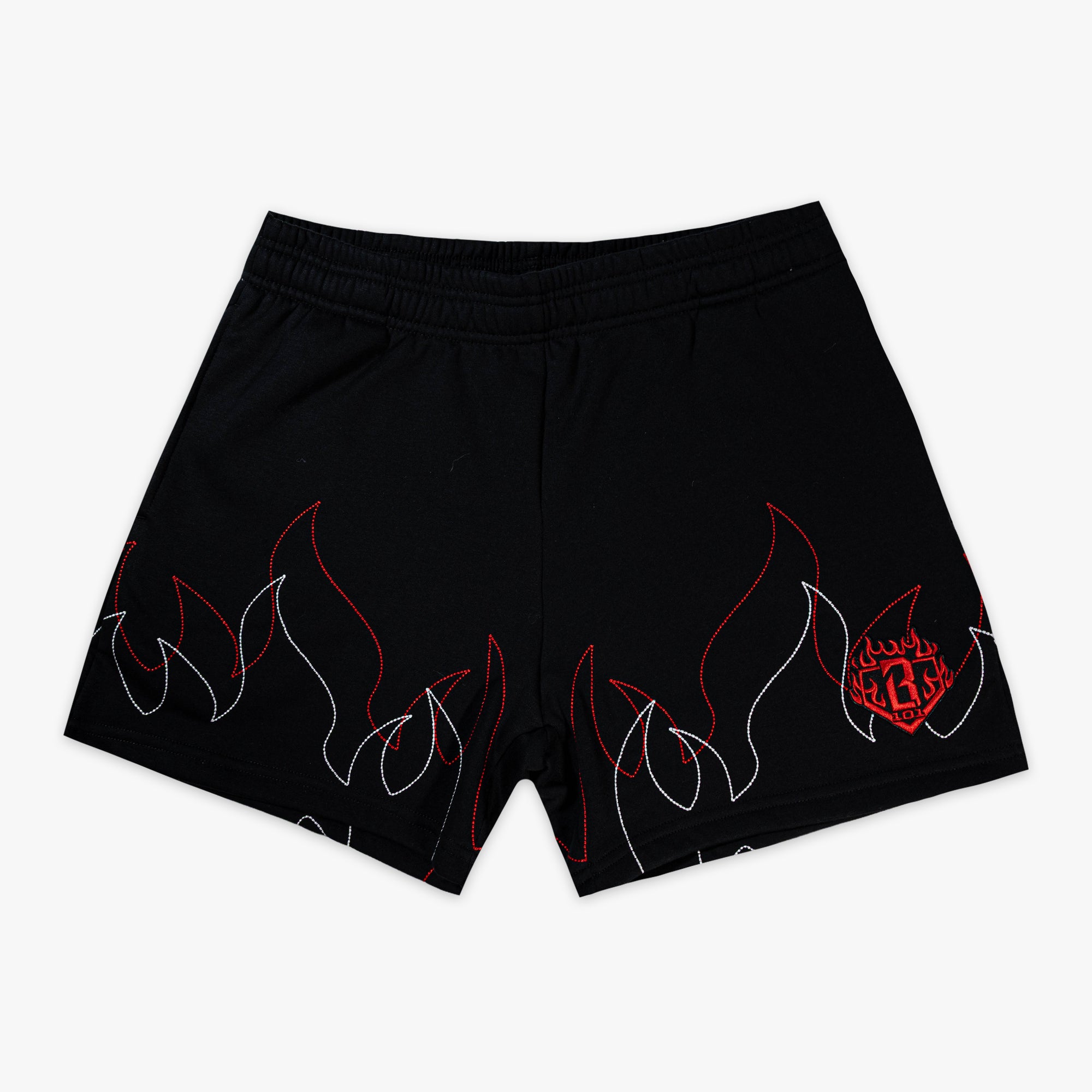 Flames Stitched Youth Sweatshorts