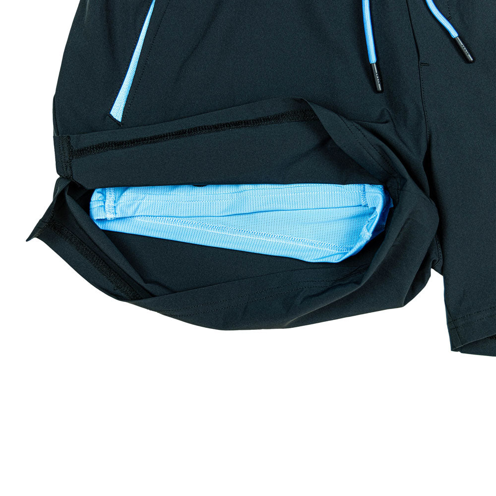 Pro Series Youth Shorts V2 with Liner - Black/Light Blue - Image 3