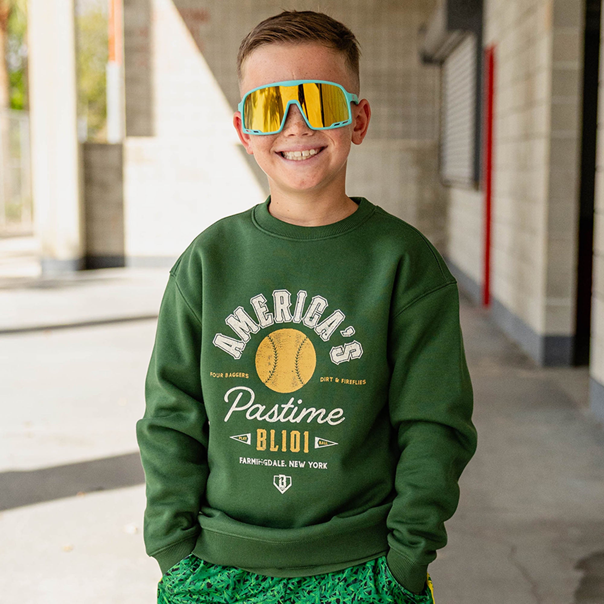 Americas Pastime Youth Crewneck - Green - Image 2