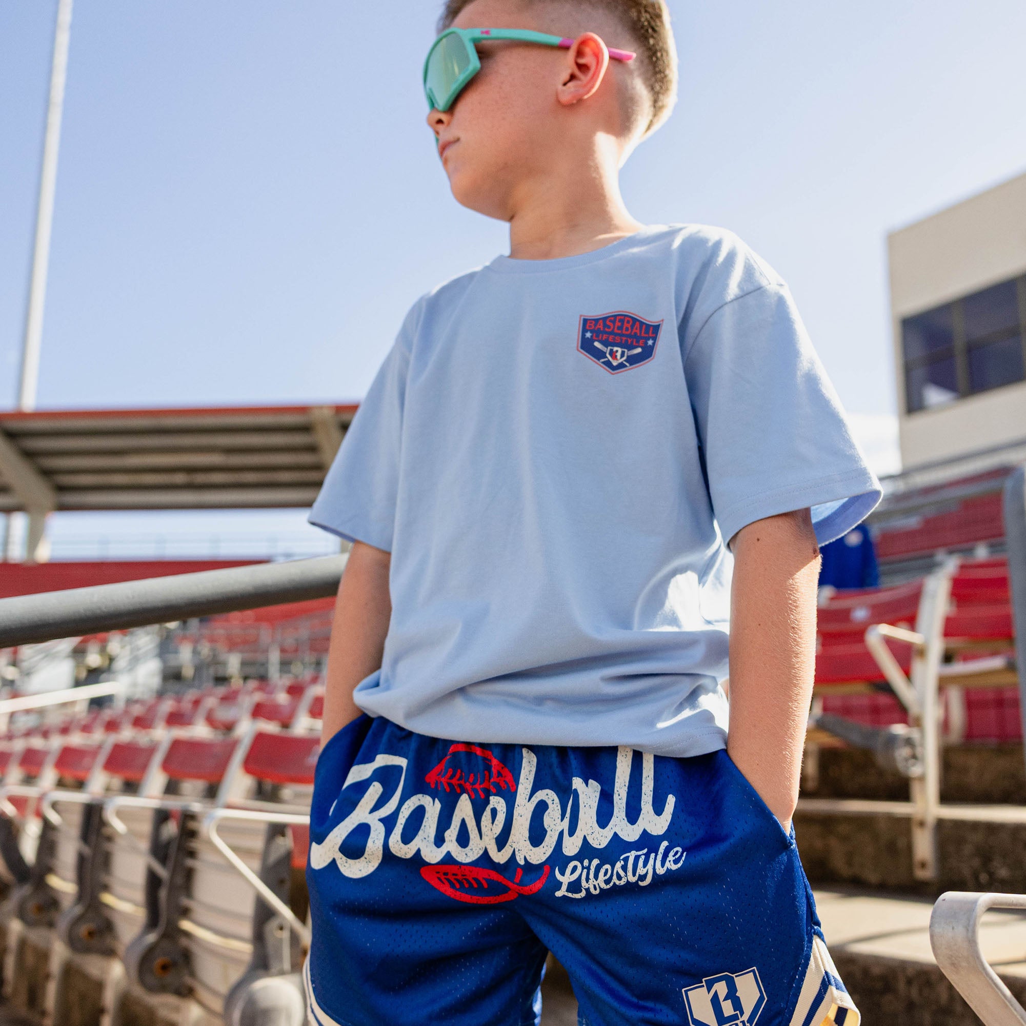 Baseball Youth Court Shorts - Navy - Image 2