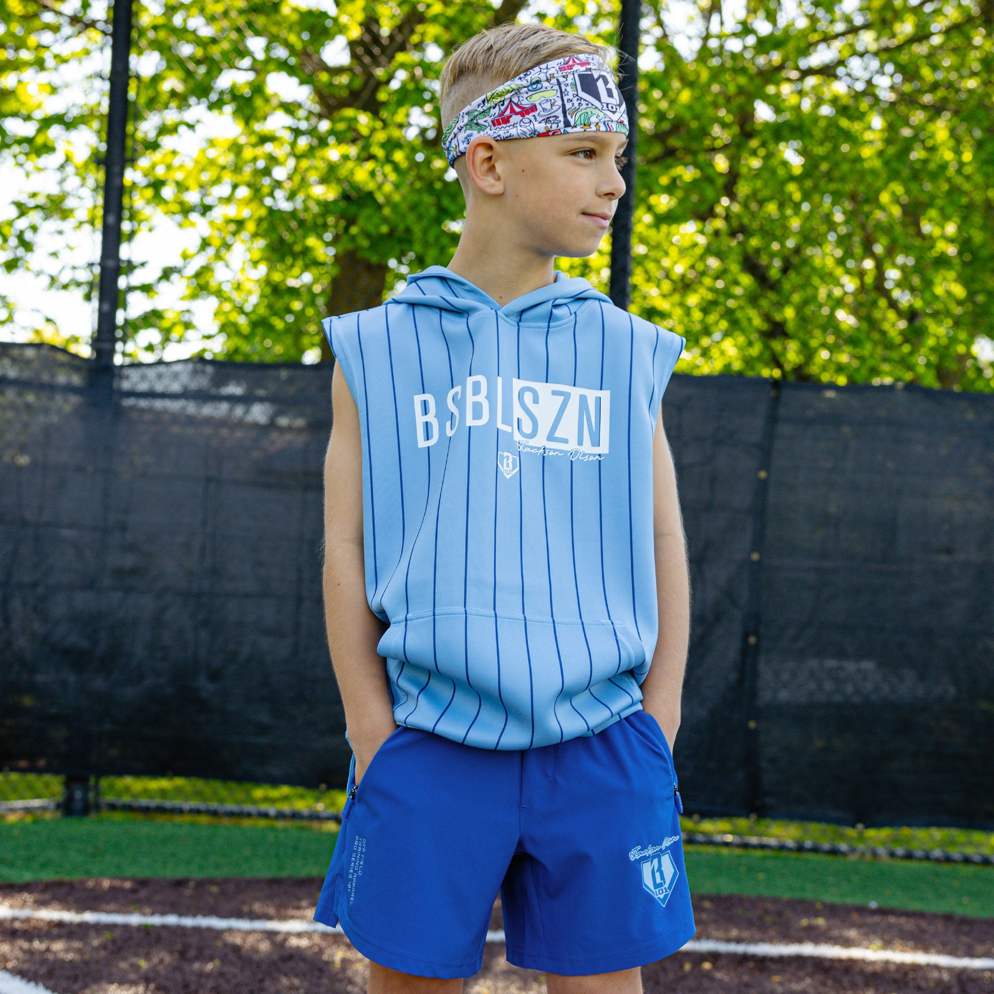 Pro Series Youth Shorts V2 With Liner - Blue Pinstripes - Image 3