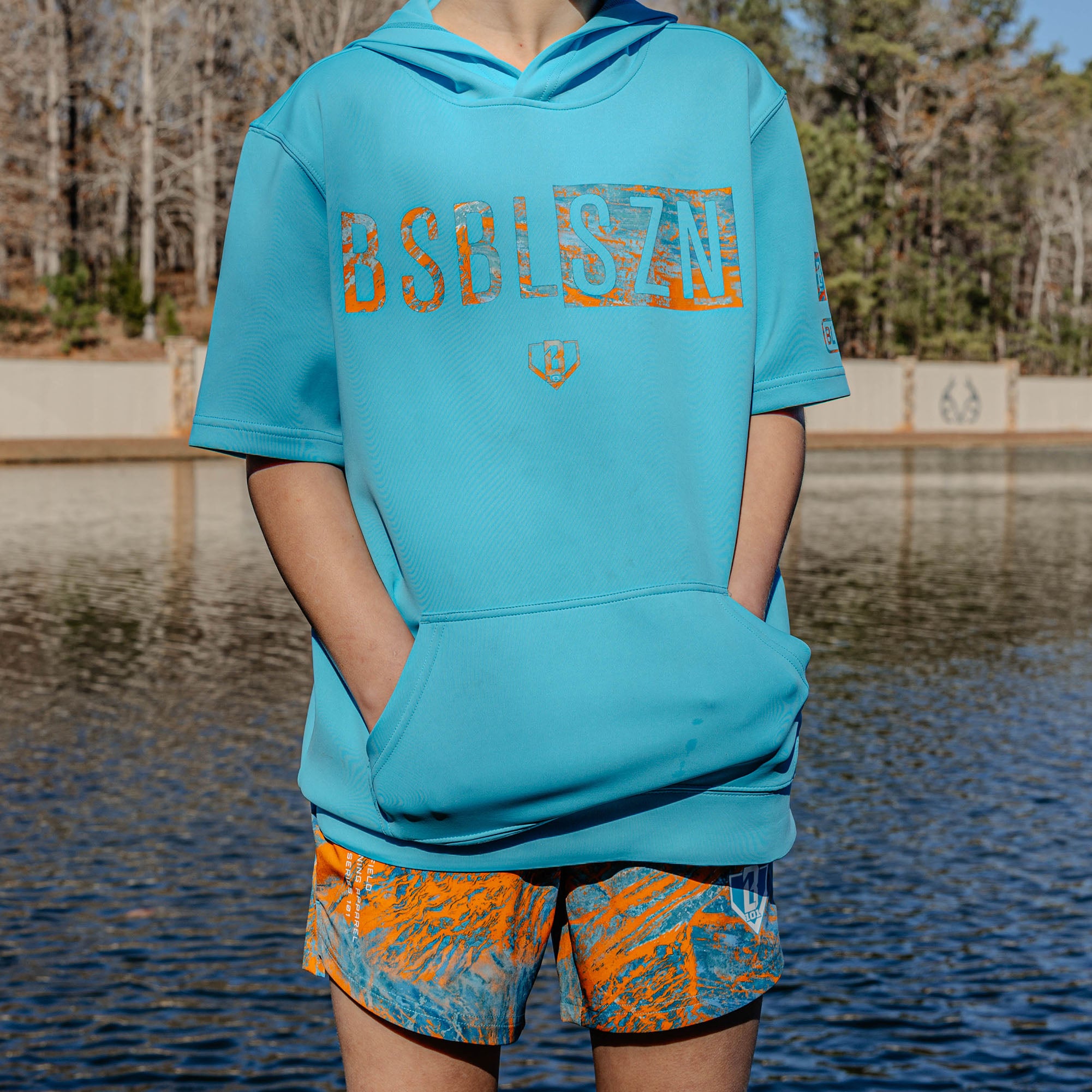Realtree Pro Series Youth Shorts V2 with Liner - Aspect-Orange - Image 4