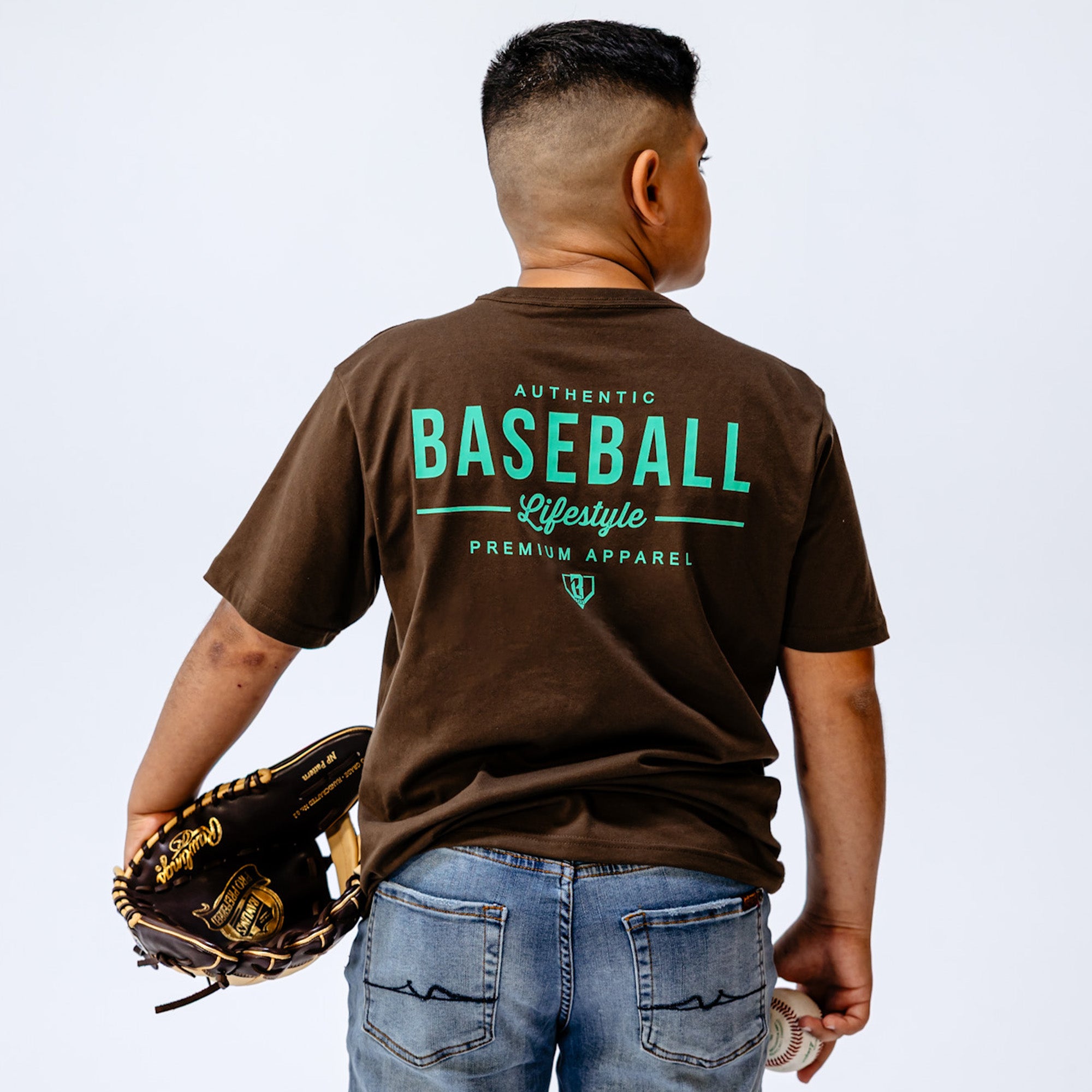 Authentic Youth Tee - Brown/Mint - Image 3