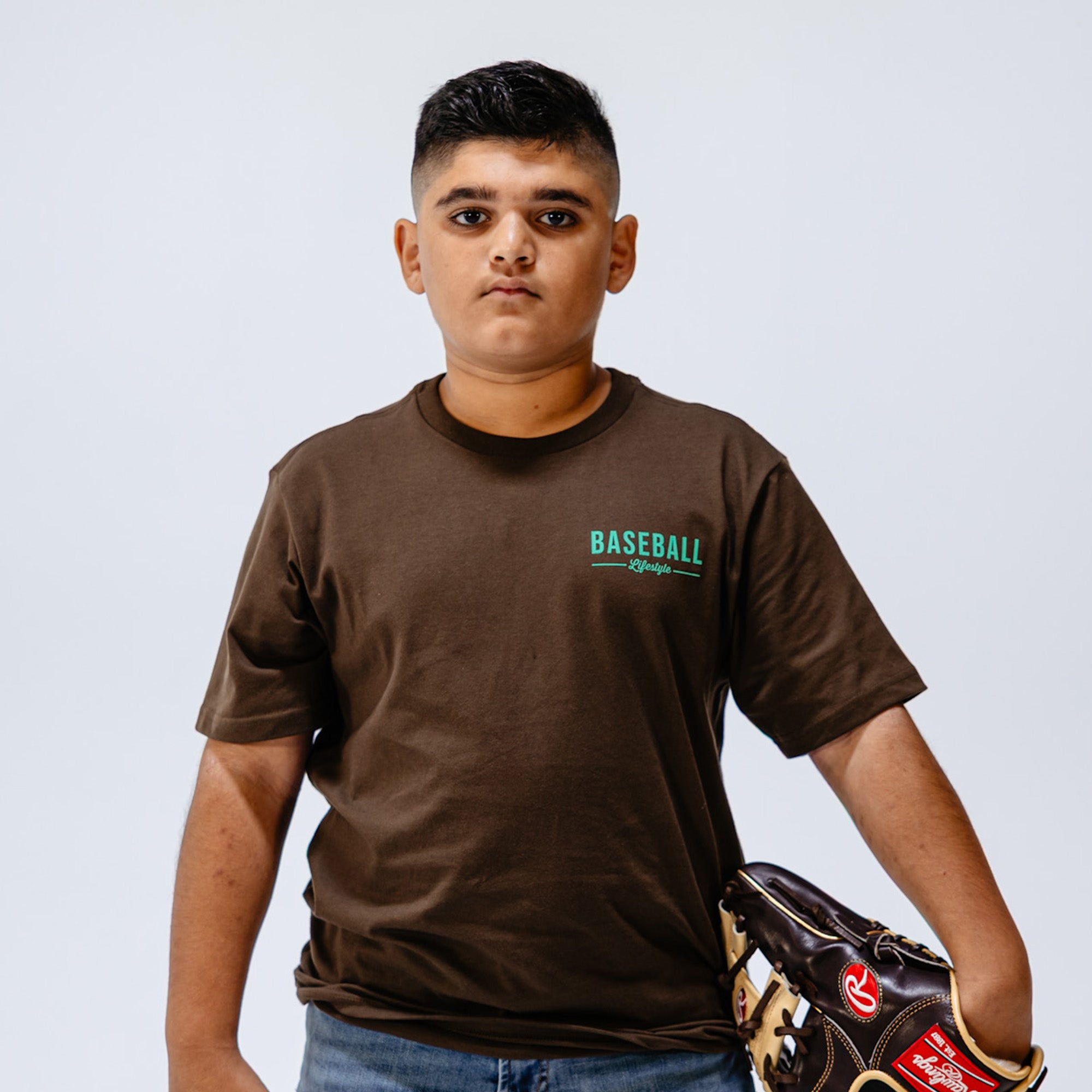 Authentic Youth Tee - Brown/Mint - Image 4
