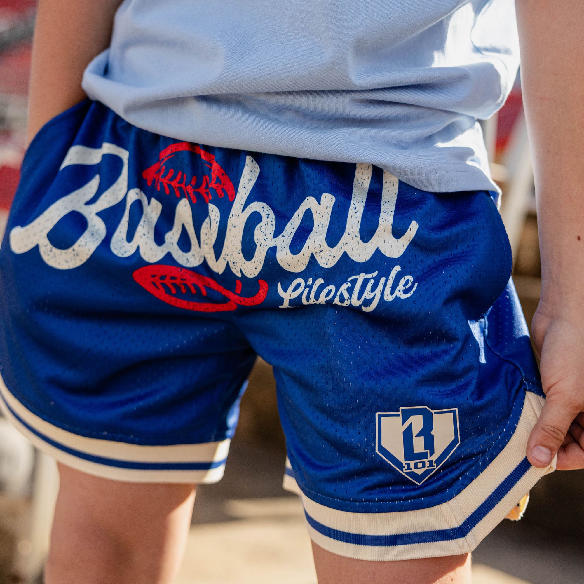 Baseball Youth Court Shorts - Navy - Image 4